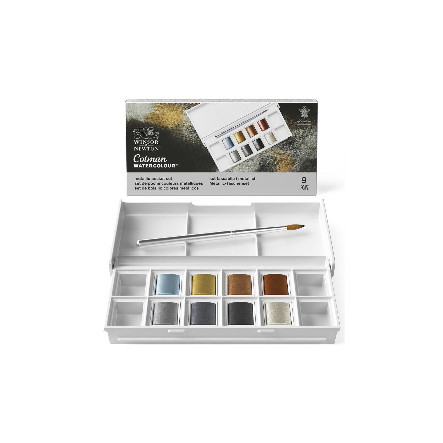 Winsor & Newton Cotman Watercolor Metallic Pocket Set, 8 Colors