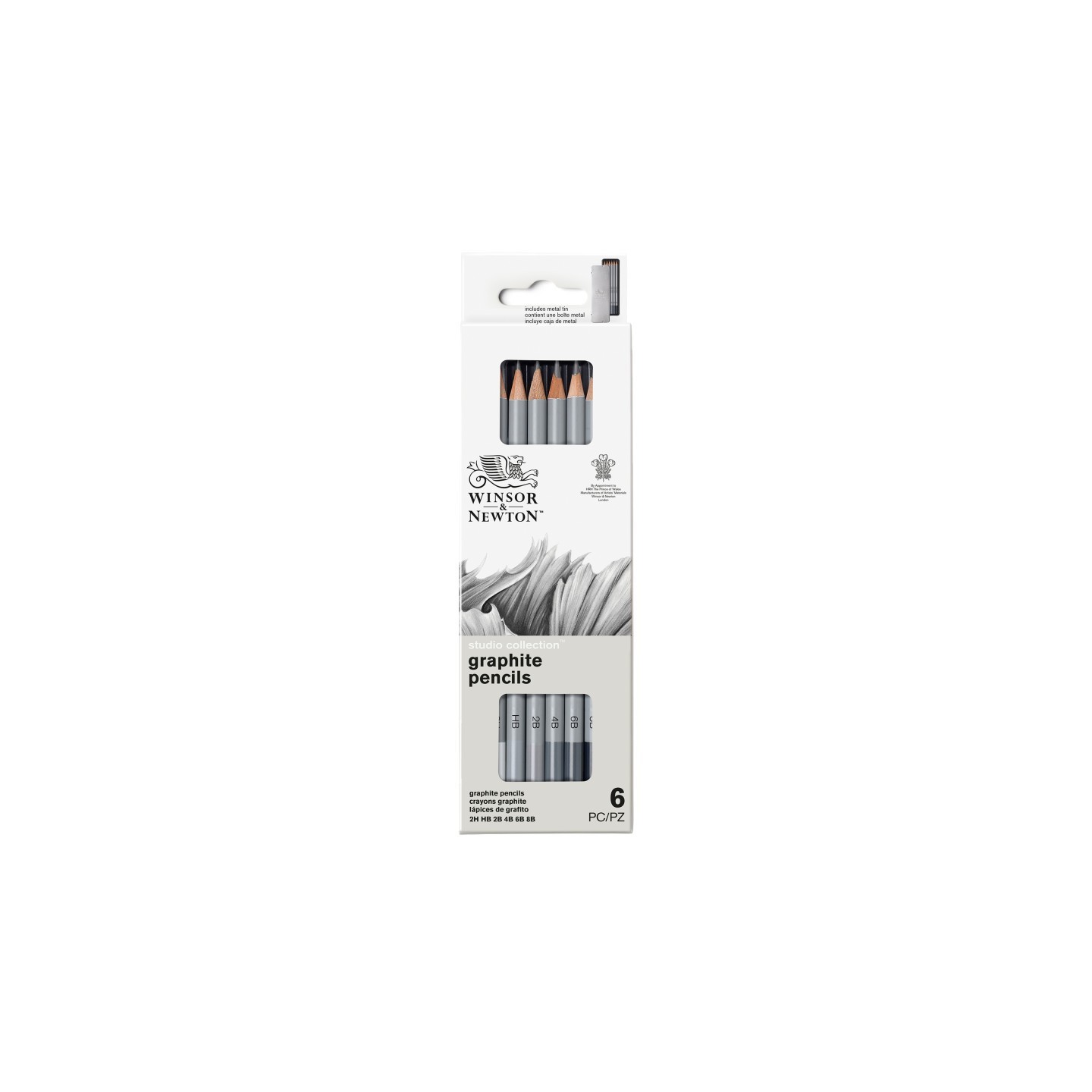 Winsor & Newton Studio Collection Graphite Pencil Tin, Set of 6