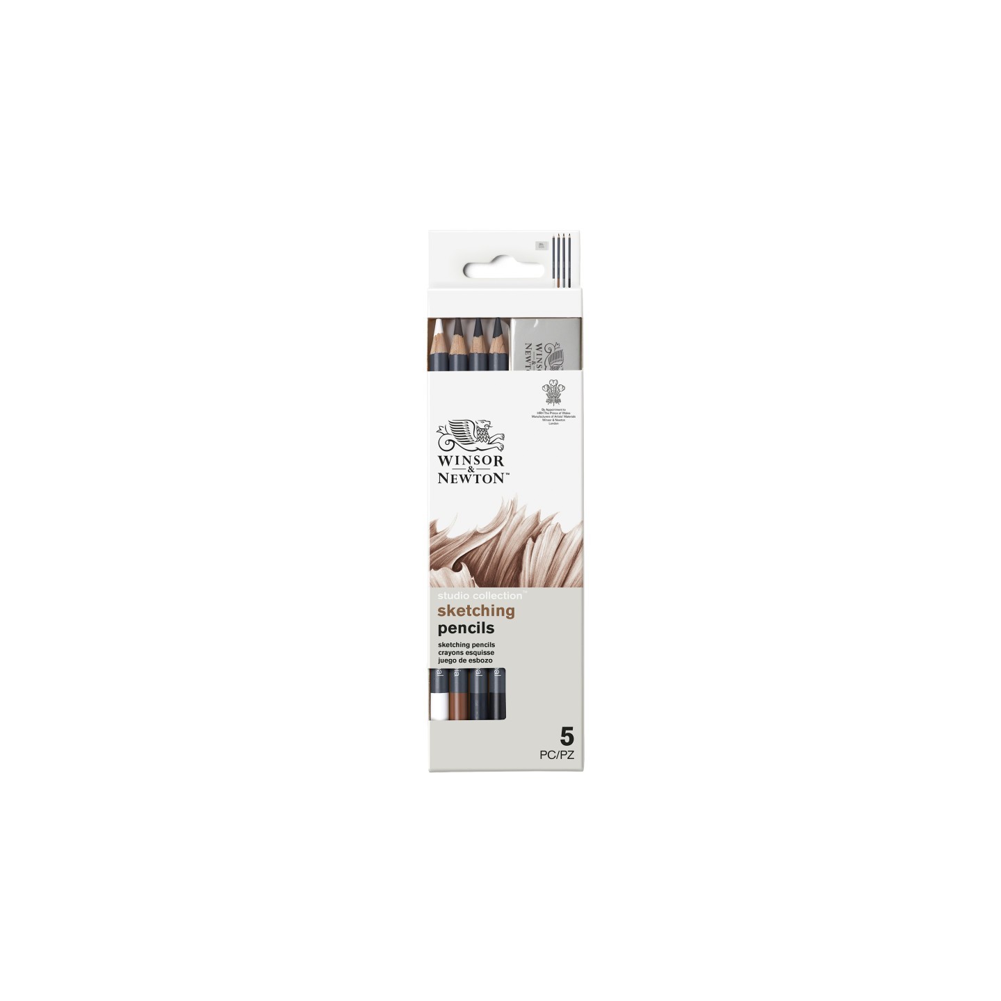 Winsor & Newton Studio Collection Sketching Pencils and Eraser, Set of 5