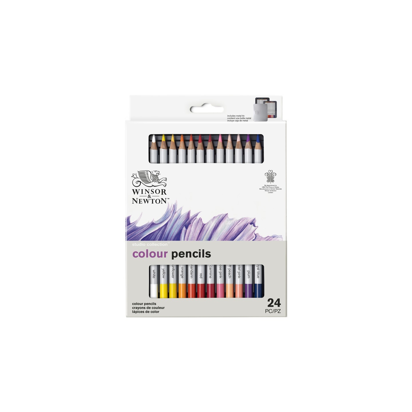 Winsor & Newton Studio Collection Colored Pencil Tin, Set of 24
