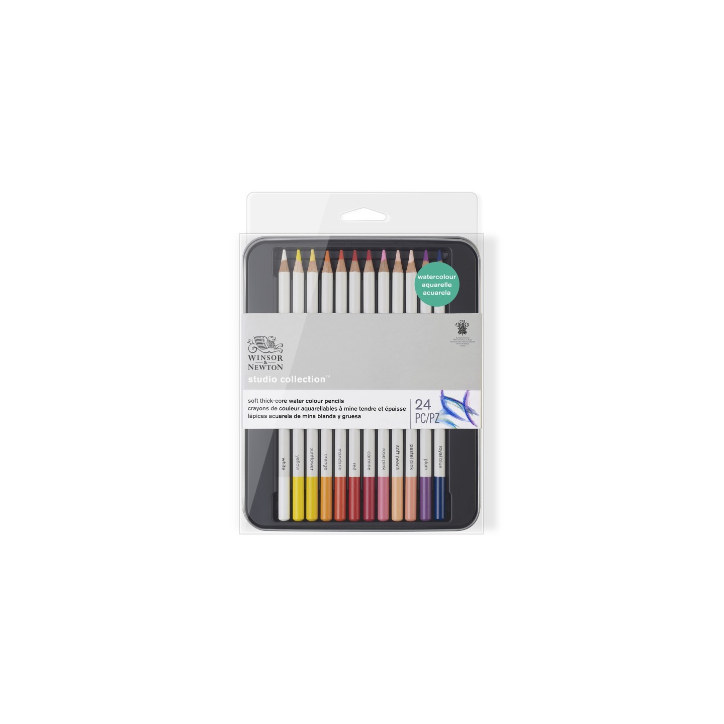 Winsor & Newton Studio Collection Watercolor Pencil Tin, 24 Colors