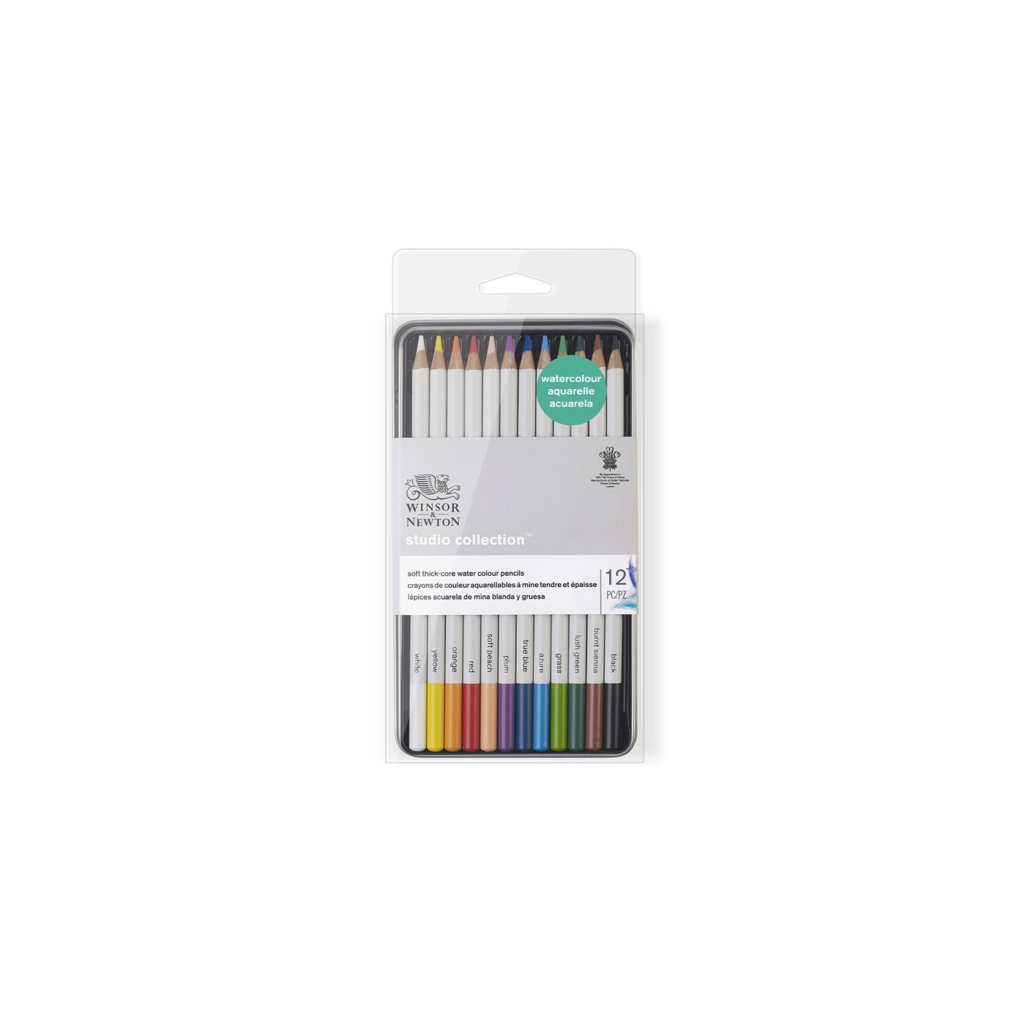 Winsor & Newton Studio Collection Watercolor Pencil Tin, 12 Colors