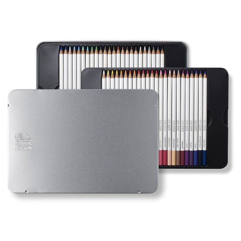 Winsor & Newton Studio Collection Watercolor Pencil Tin, 48 Colors
