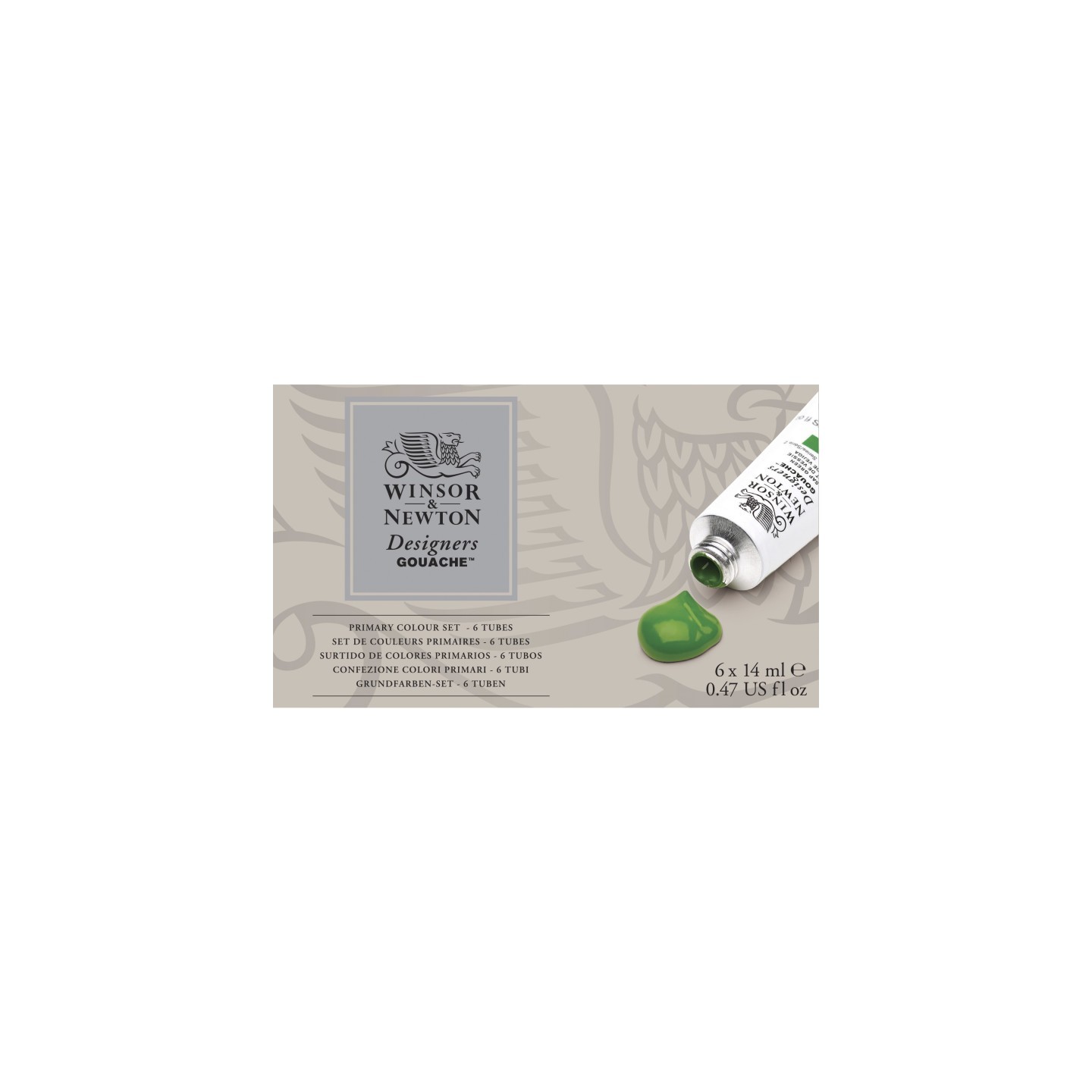 Winsor & Newton Designers Gouache Paint, Primary Set, 14 mL Tubes, 6 Colors