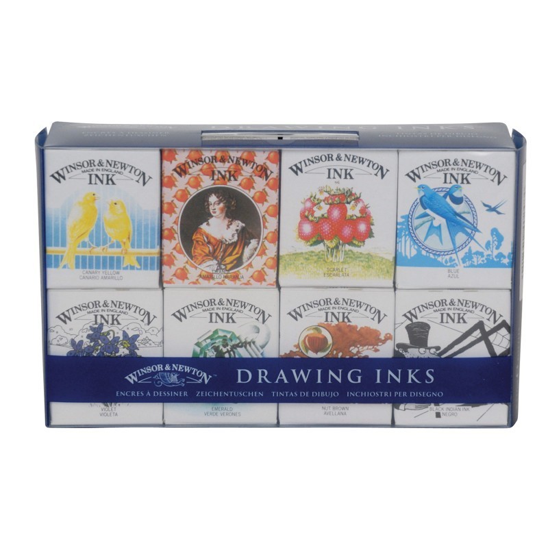 Winsor & Newton Drawing Ink, 14 mL Bottles, Set Of 8, Henry Color Collection