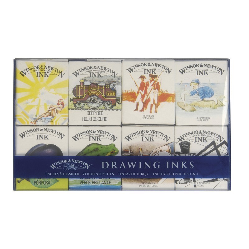Winsor & Newton Drawing Ink, 14 mL Bottles, Set Of 8, William Color Collection