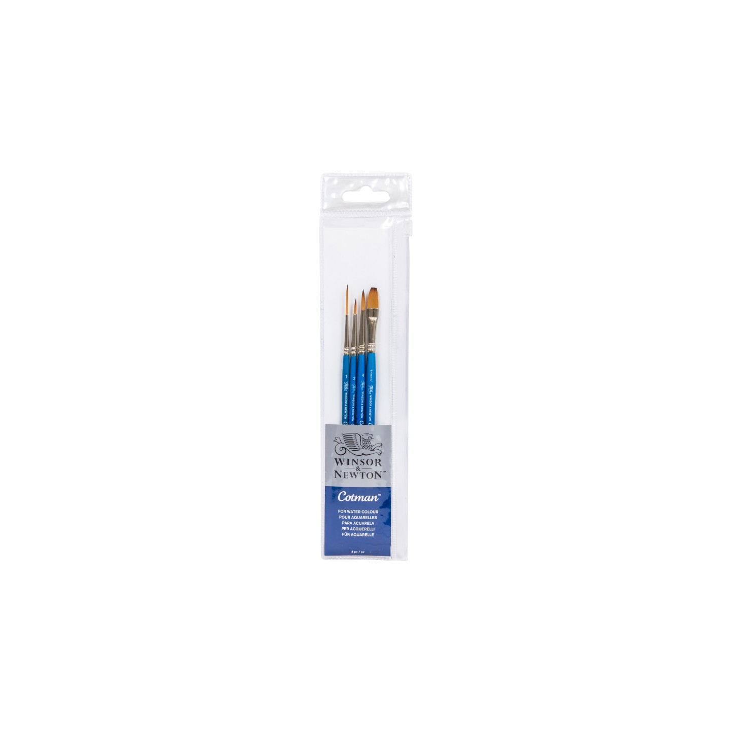 Winsor & Newton Cotman Watercolor Brushes, Set of 4 (Round 2 & 4, Rigger 1, One Stroke 1/4")