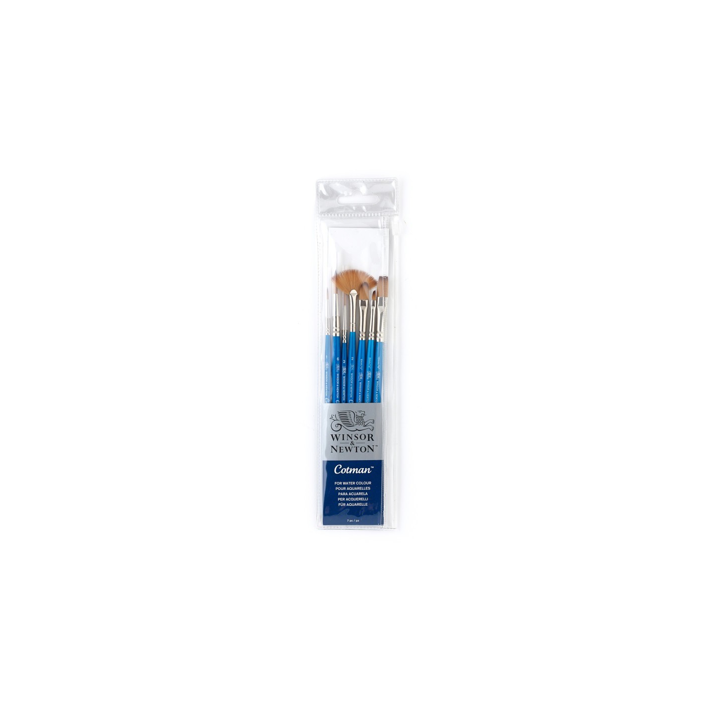 Winsor & Newton Cotman Watercolor Brushes, Set of 7 (Round 1 & 6, Rigger 2, Filbert 1/4", One Stroke 3/8", Angled 1/8", Fan 2)