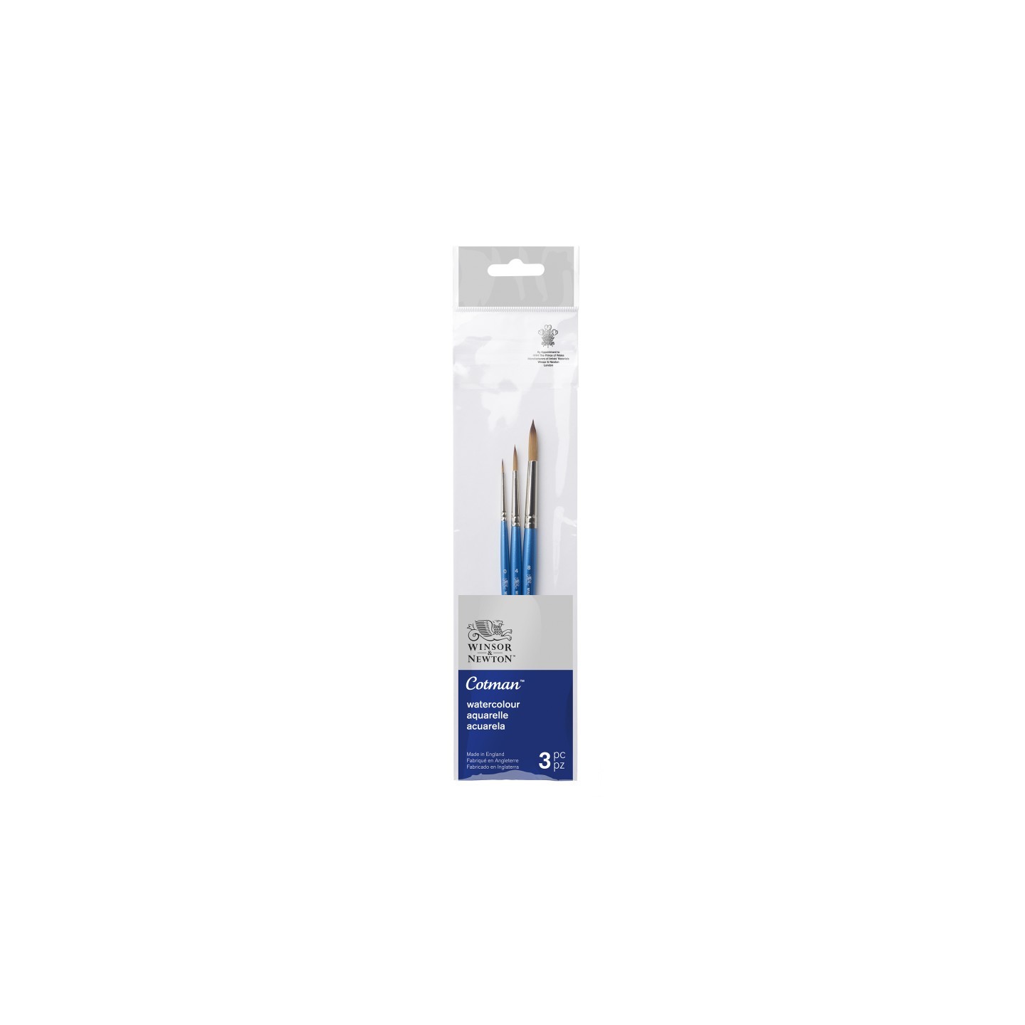 Winsor & Newton Cotman Watercolor Brushes Pack #2, Short Handle, Set of 3