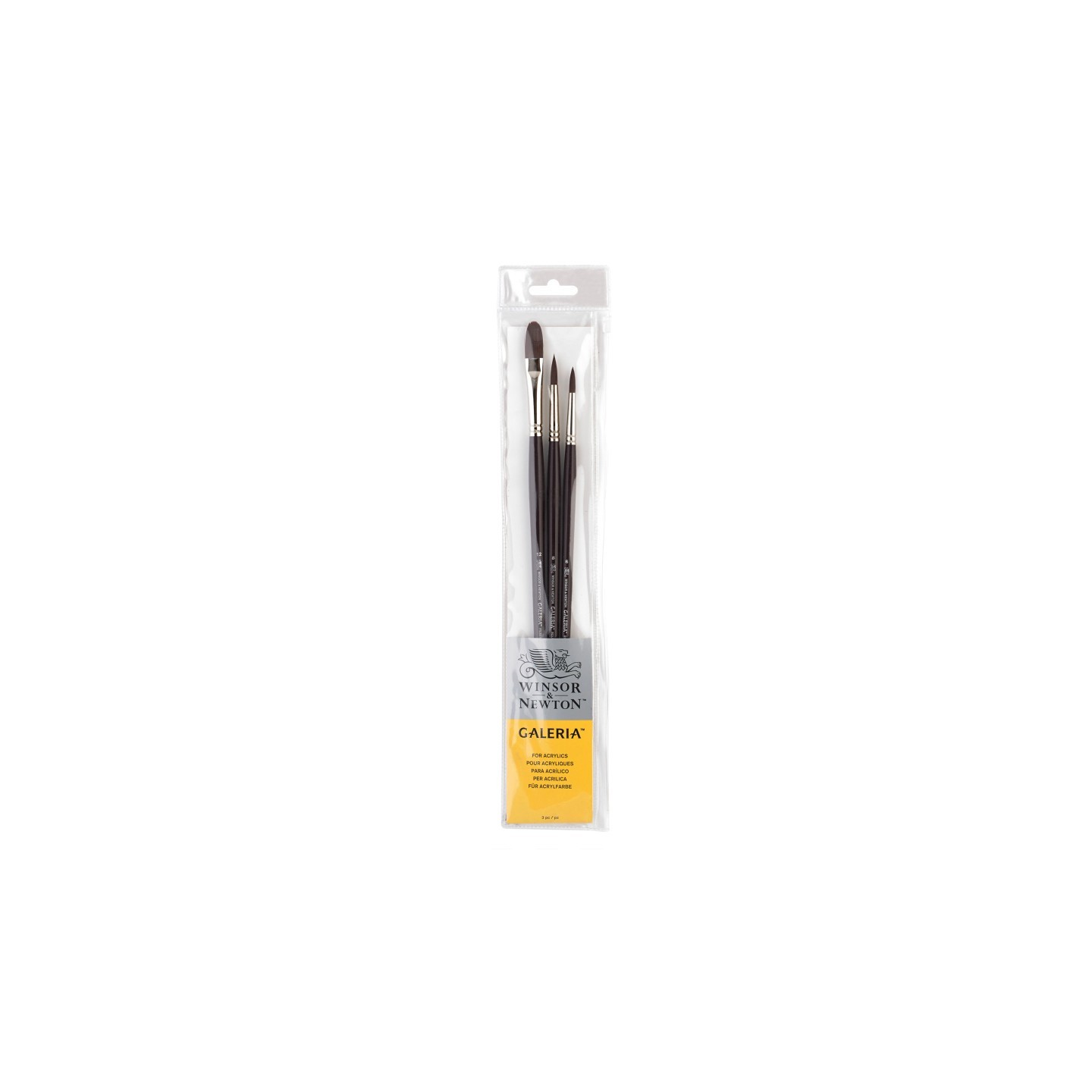 Winsor & Newton Galeria Acrylic Brushes, Long Handle, Set of 3