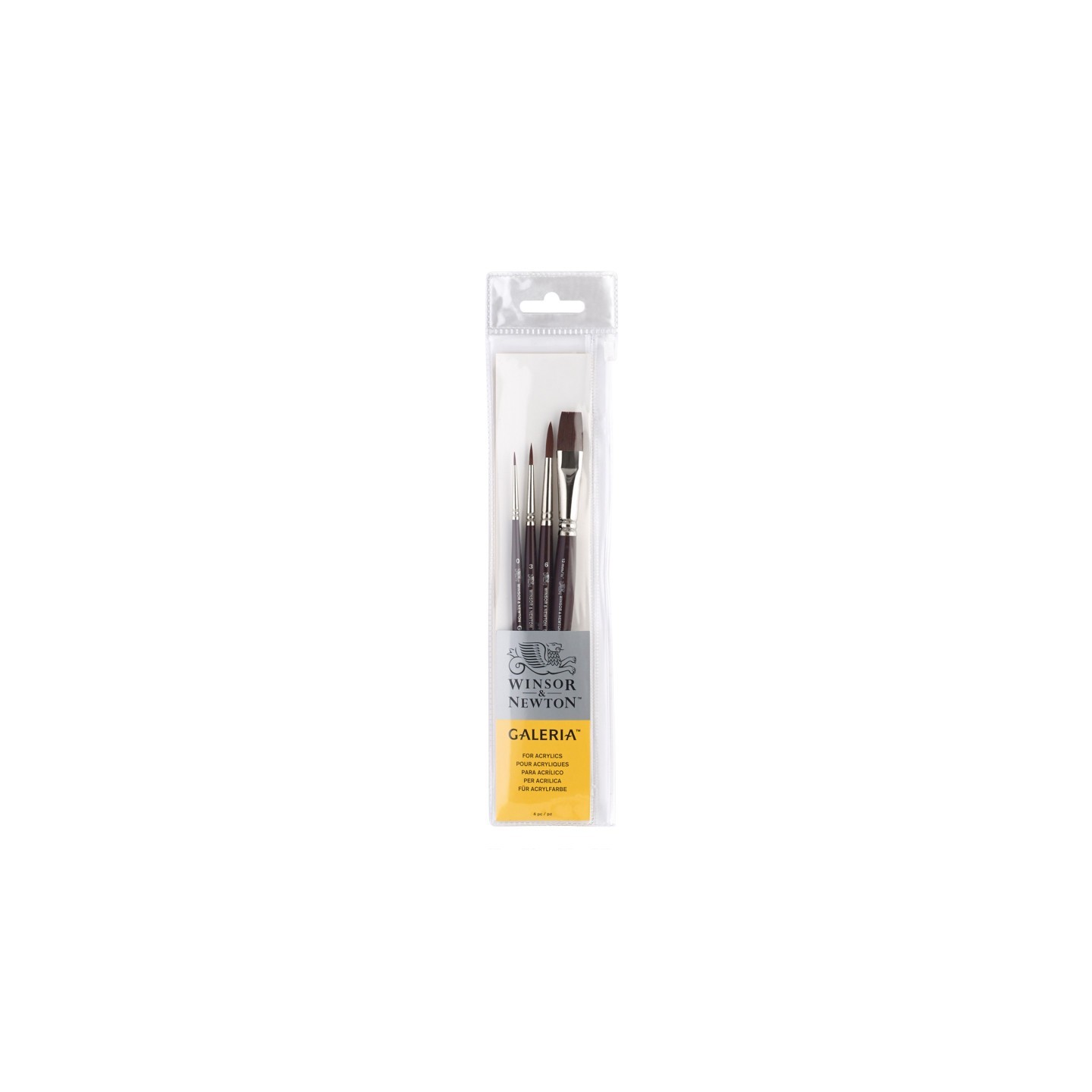 Winsor & Newton Galeria Acrylic Brushes, Short Handle, Set of 4