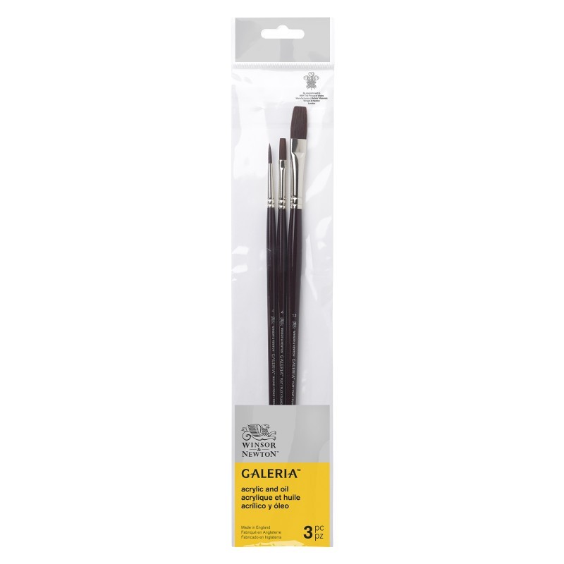 Winsor & Newton Galeria Acrylic Brushes Pack #1, Long Handle, Set of 3