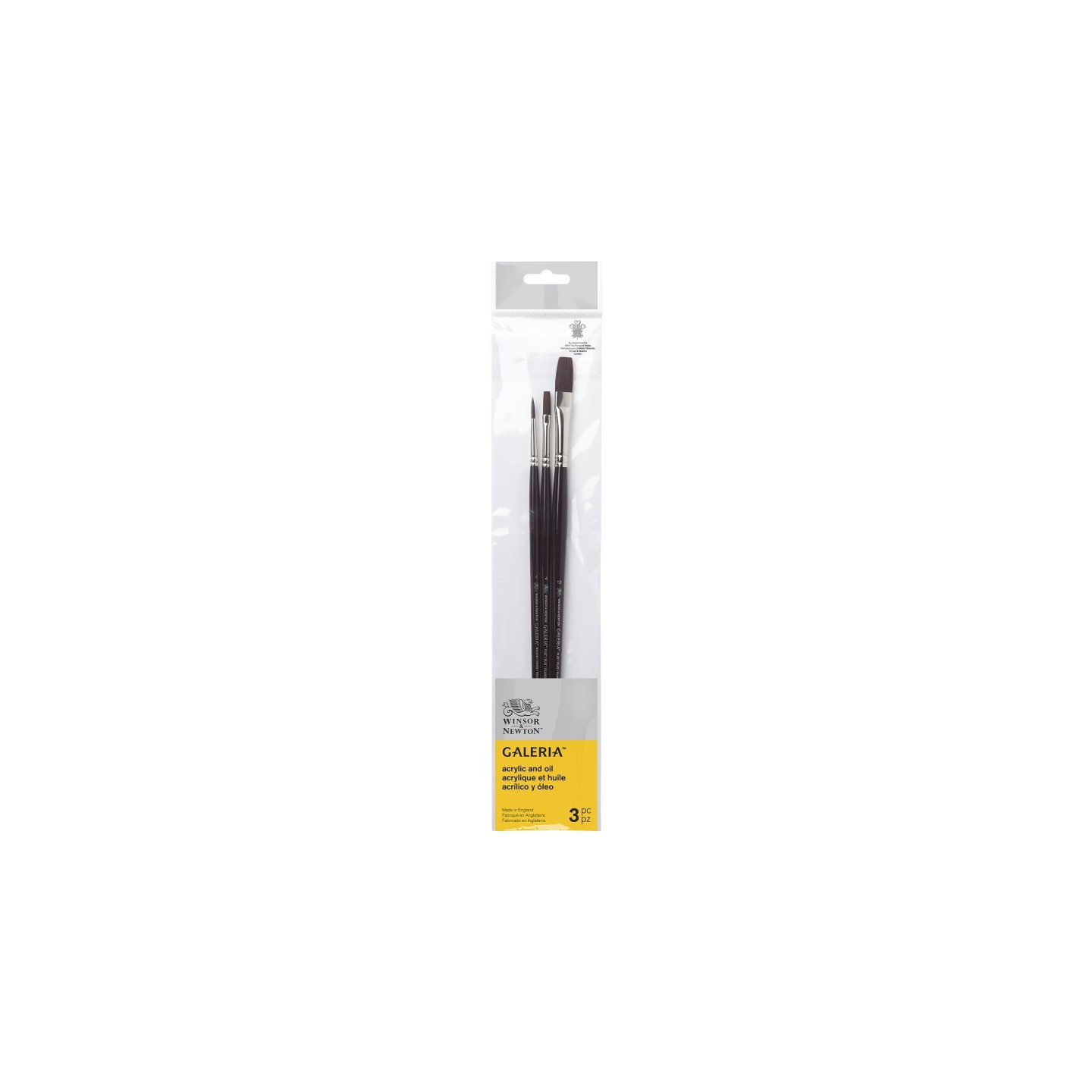 Winsor & Newton Galeria Acrylic Brushes Pack #1, Long Handle, Set of 3