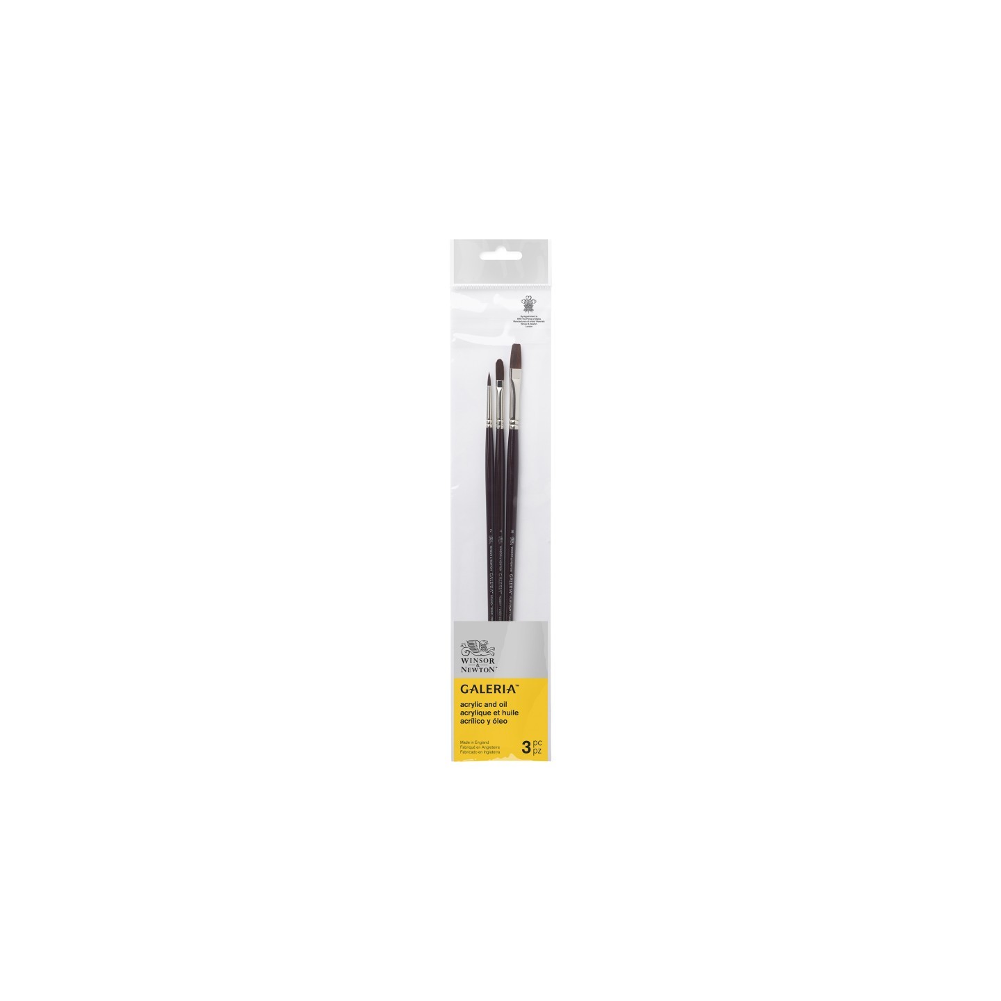 Winsor & Newton Galeria Acrylic Brushes Pack #2, Long Handle, Set of 3