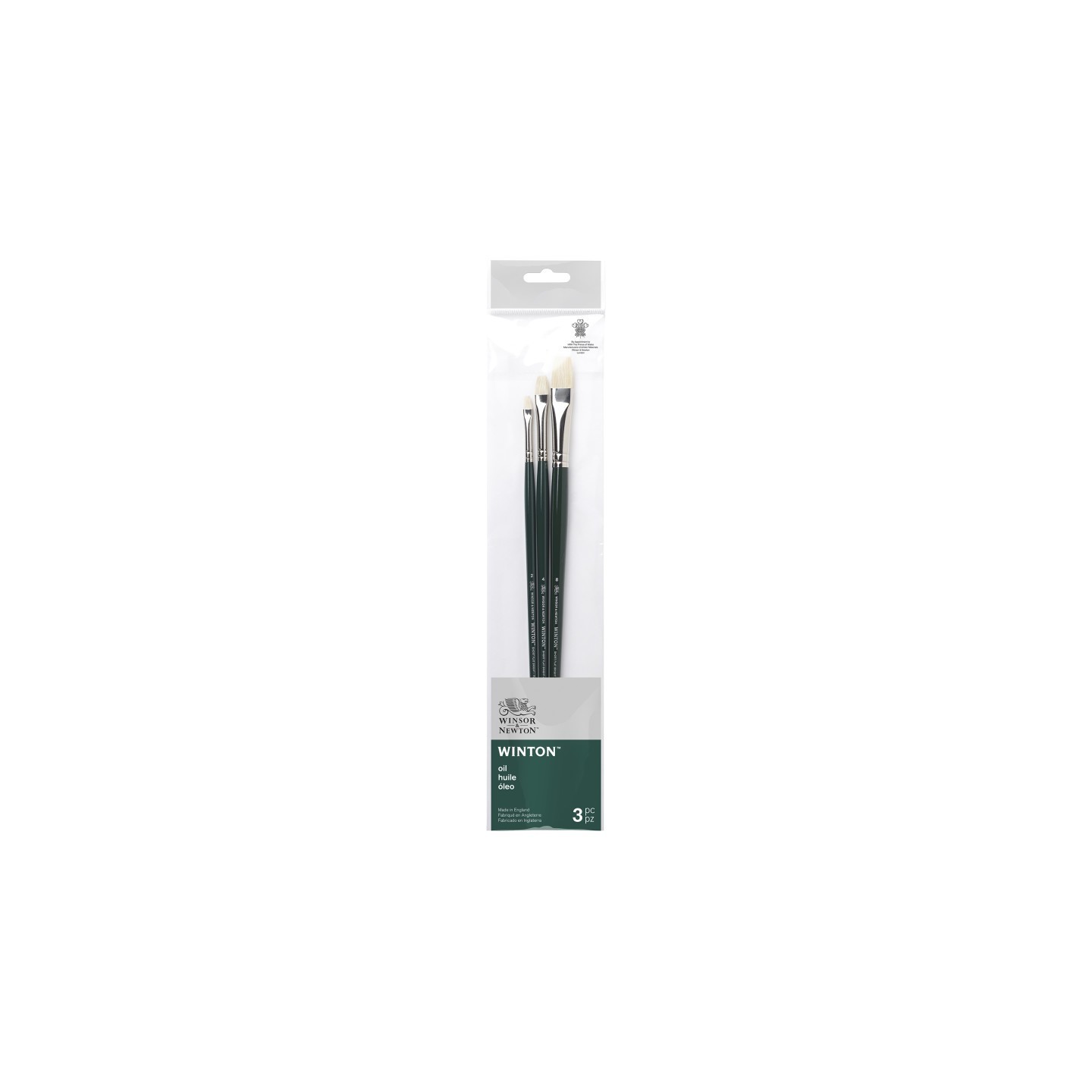 Winsor & Newton Winton Oil Brushes, Long Handle, Pack #1, Set of 3