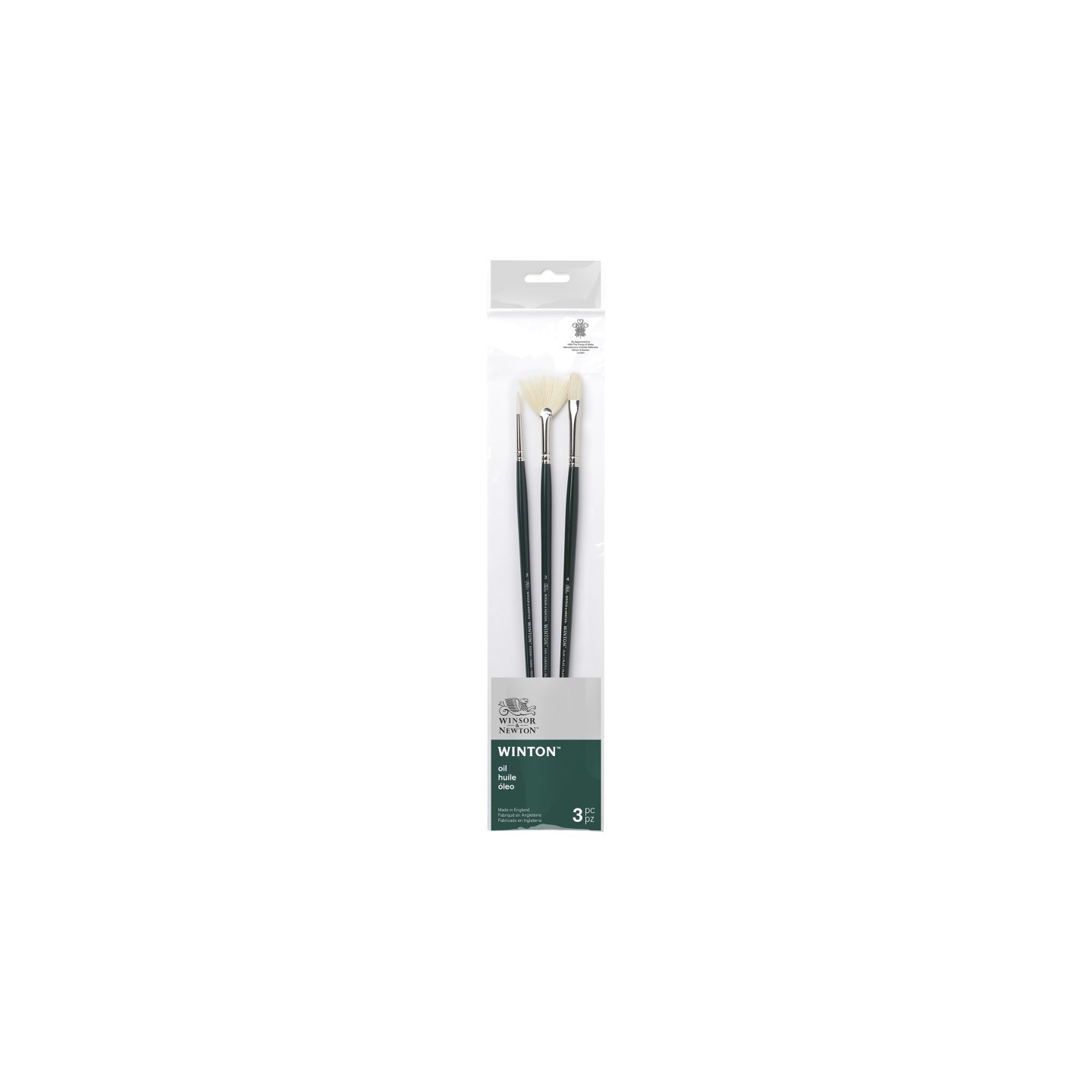 Winsor & Newton Winton Oil Brushes, Long Handle, Pack #3, Set of 3