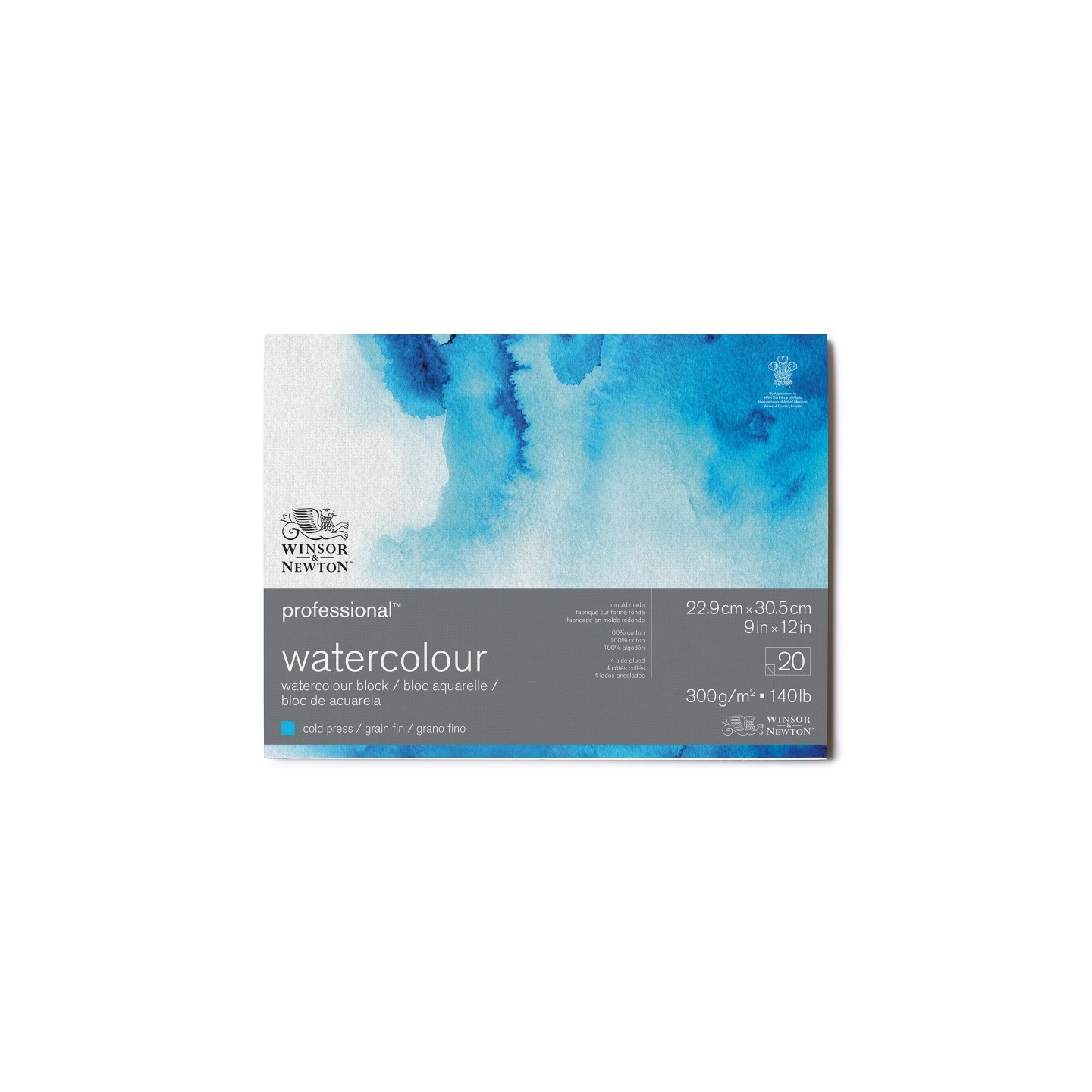 Winsor & Newton Professional Watercolor Block, Cold Press, 9X12 in, 300 gsm (140 lb), 20 Pages