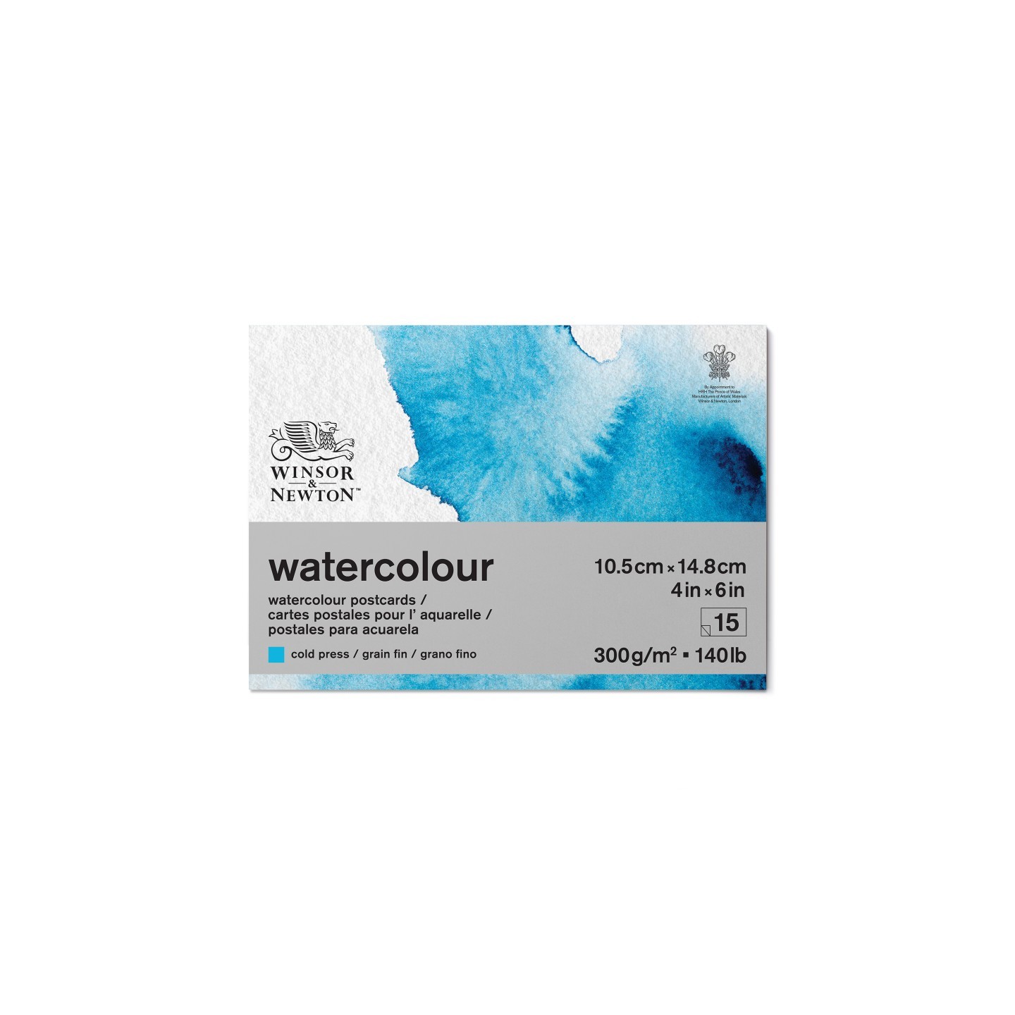 Winsor & Newton Watercolor Postcard Pad, Cold Press, 4x6 in, 300 gsm (140 lb), 15 Sheets
