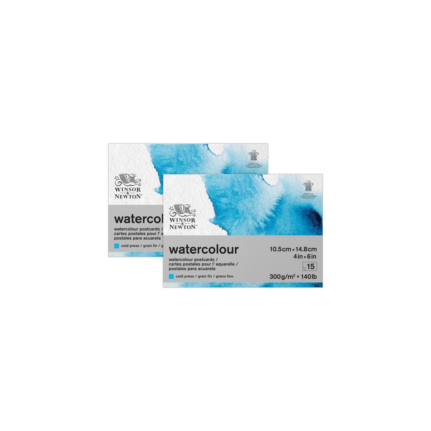 Winsor & Newton Watercolor Postcard Pad, Cold Press, 4x6 in, 300 gsm (140 lb), 15 Sheets, Set of 2