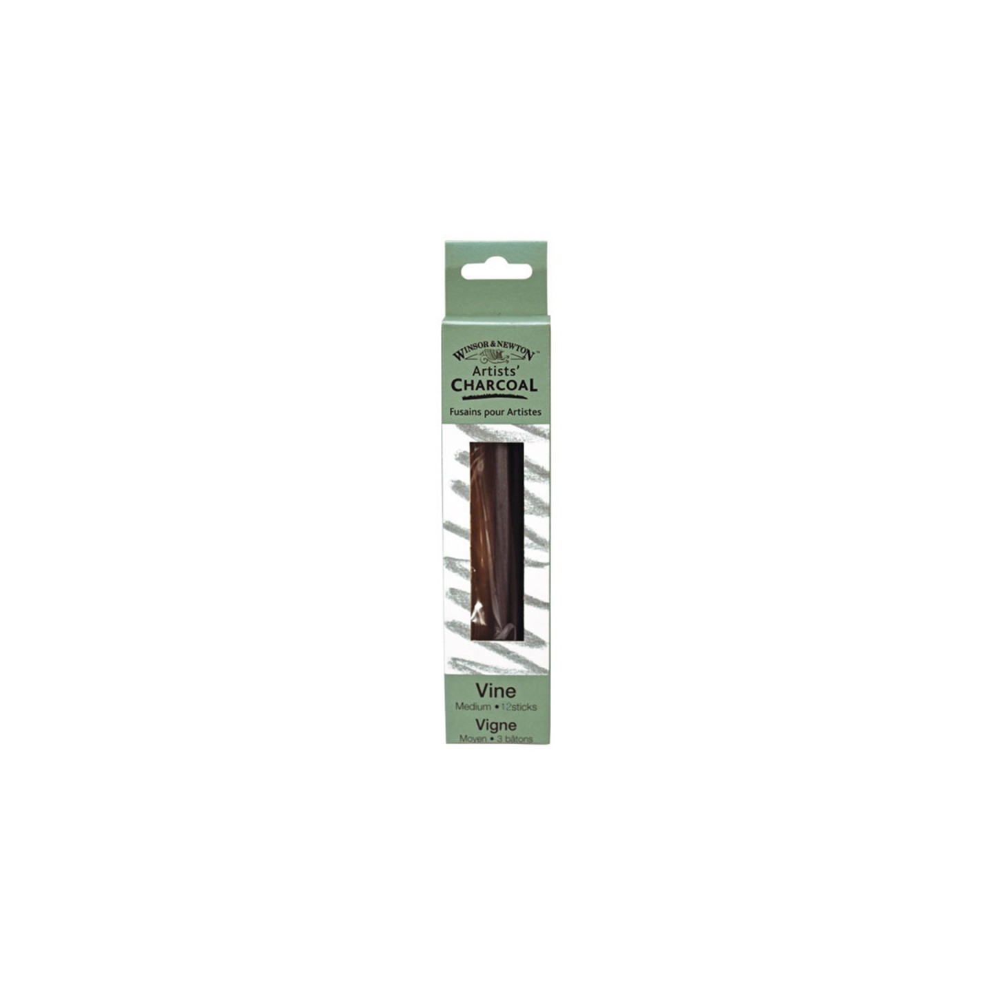 Winsor & Newton Artists' Vine Charcoal Medium - box of 12 sticks