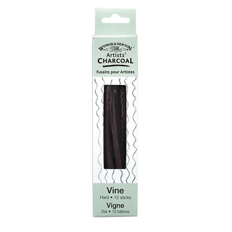 Winsor & Newton Artists' Vine Charcoal Hard - box of 12 sticks