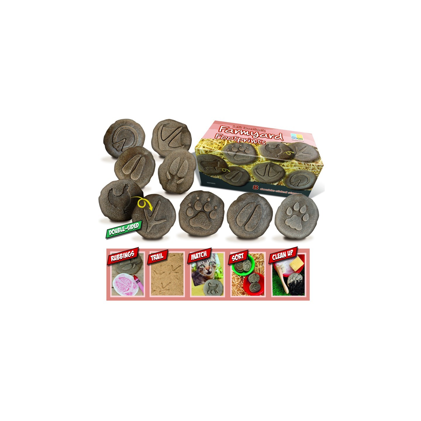 Yellow Door Let's Investigate Farmyard Footprints Stone, Pack of 8