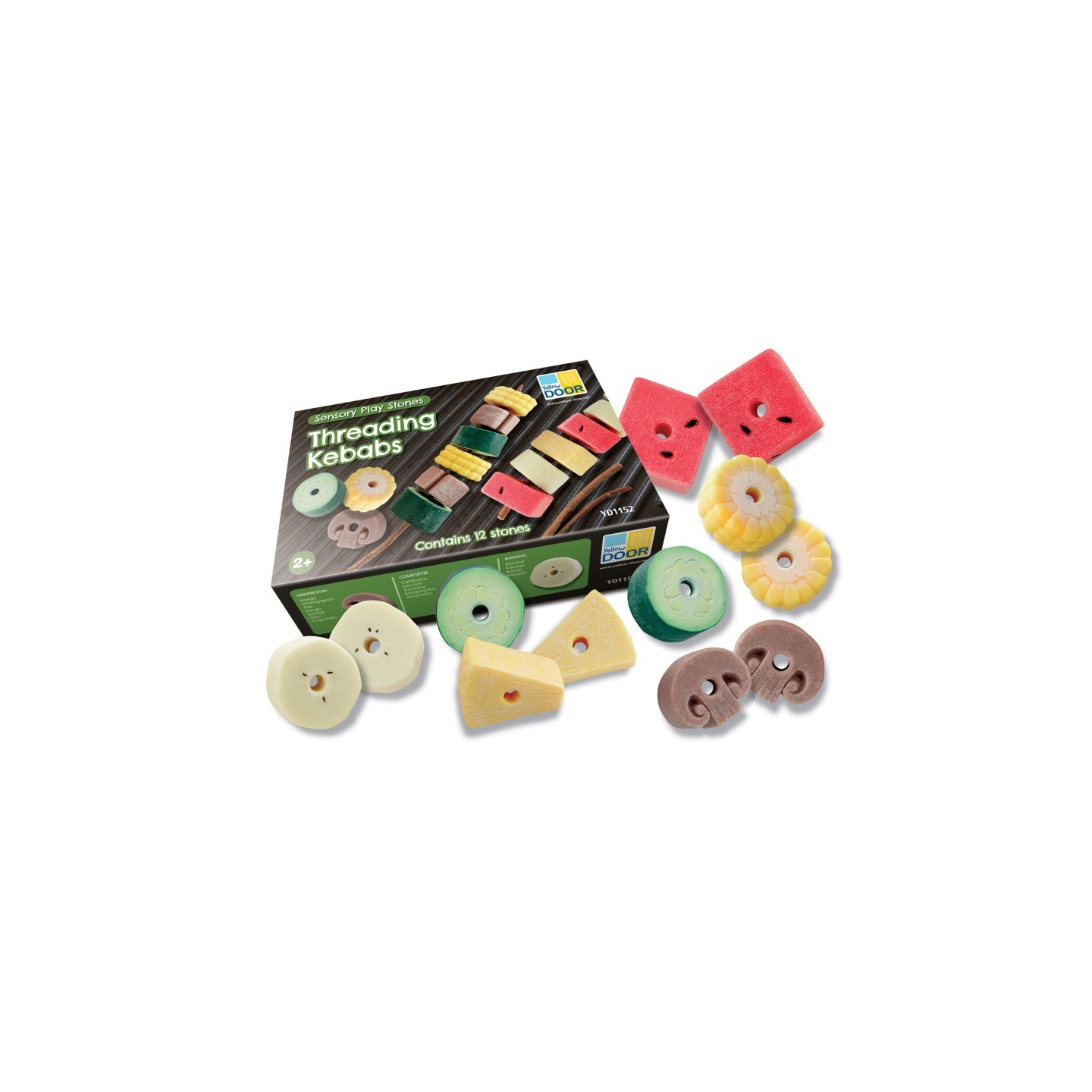 Yellow Door Sensory Play Stones, Threading Kebabs