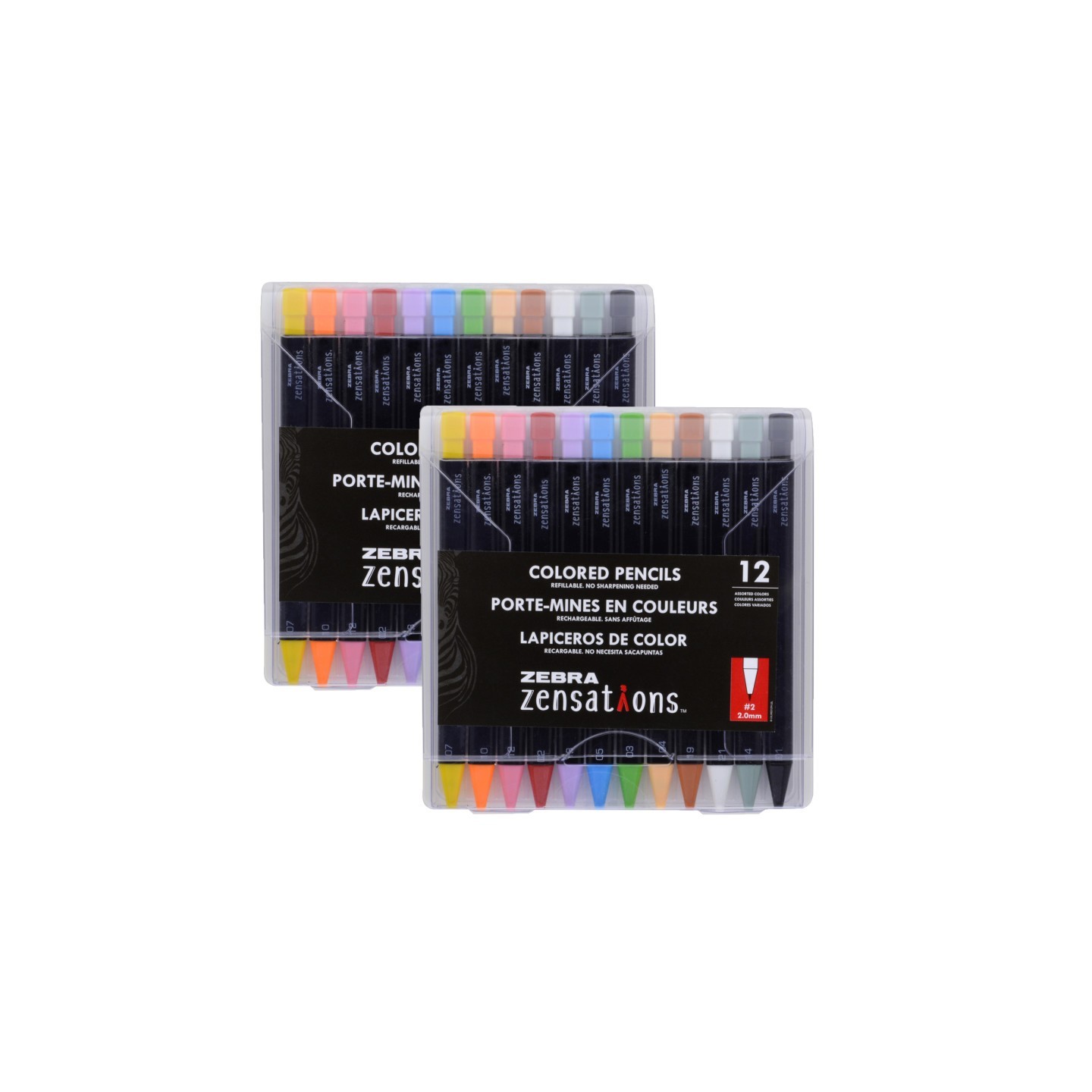 Zensations Refillable Mechanical Colored Pencils, 12 Per Pack, 2 Packs
