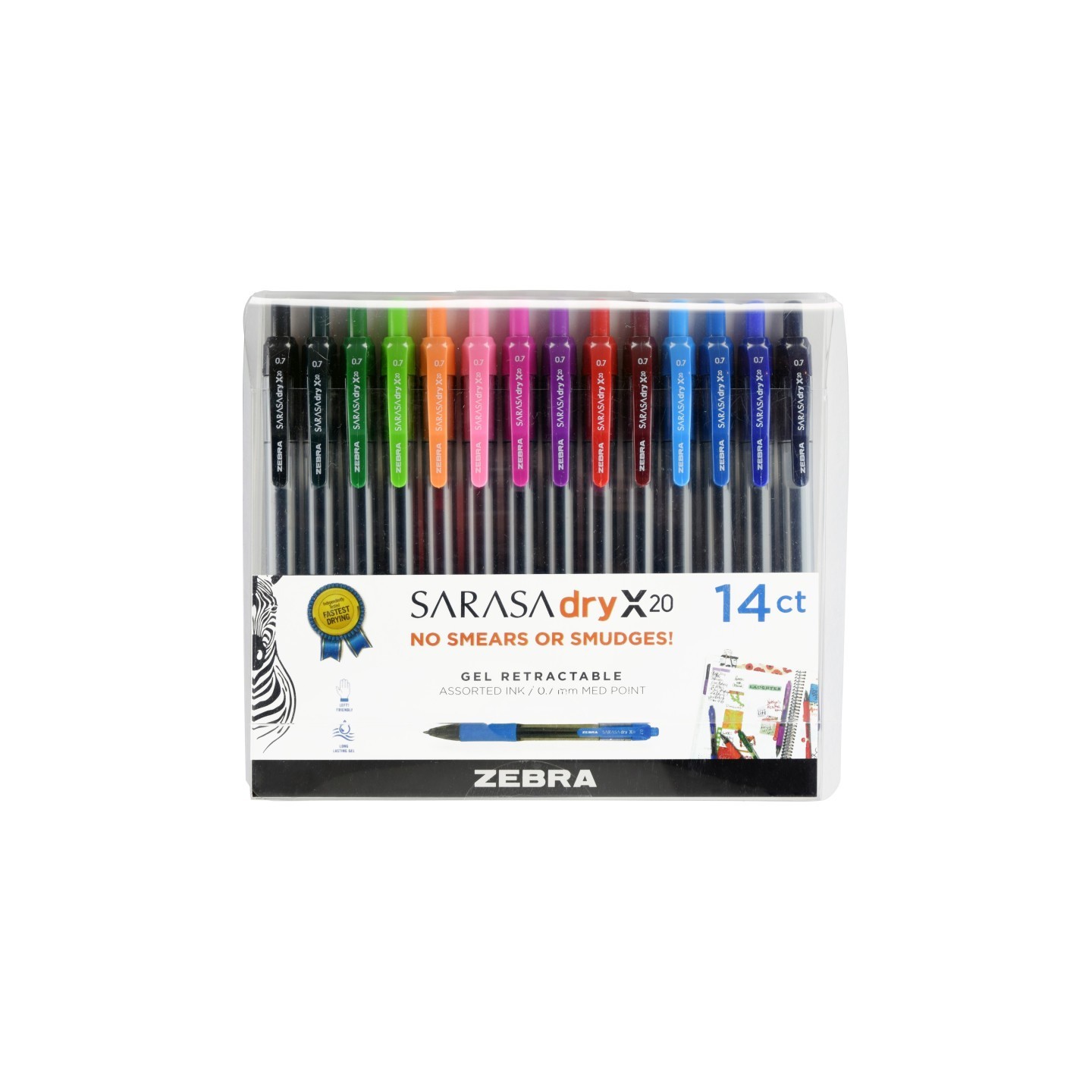 Zebra Pen Sarasa® Gel Retractable Gel Pens, Assorted 14-Pack