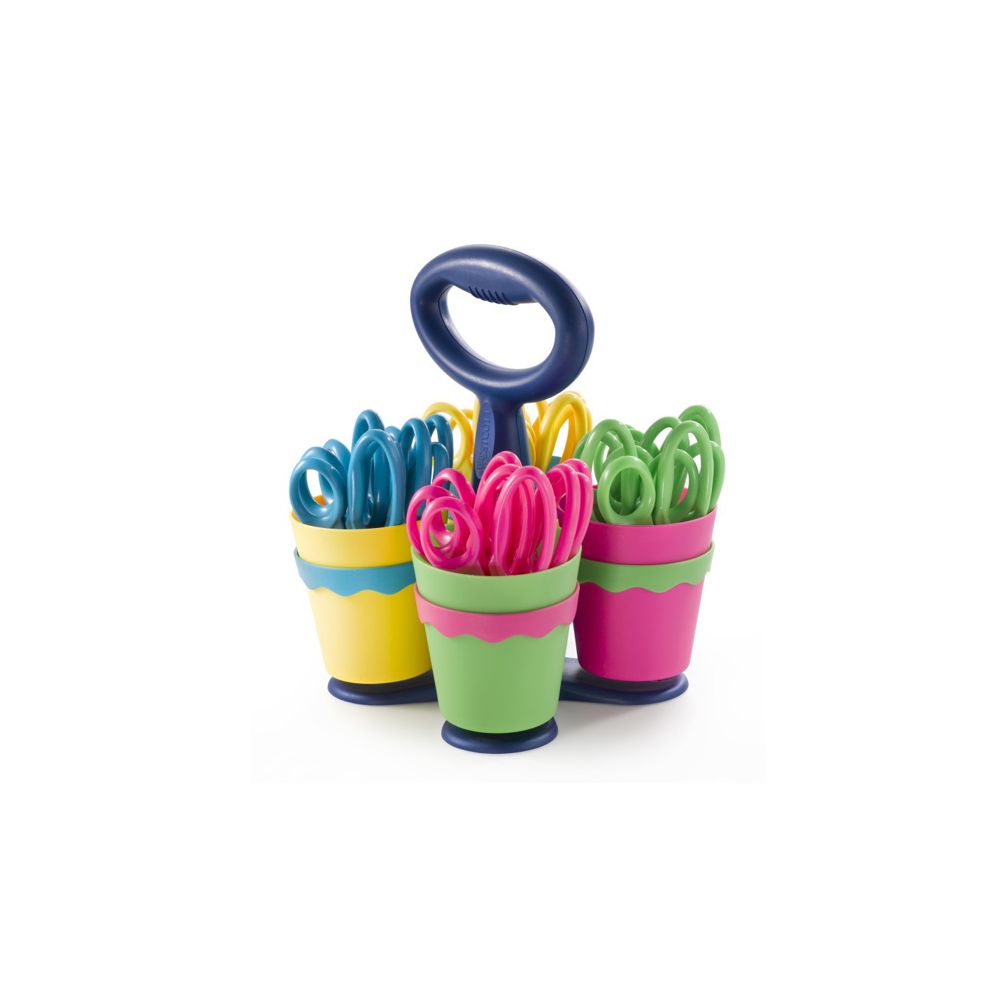 Westcott® School Scissor Caddy, Pointed 5" Kids Scissors, Anti-Microbial Protection, 24 Scissors