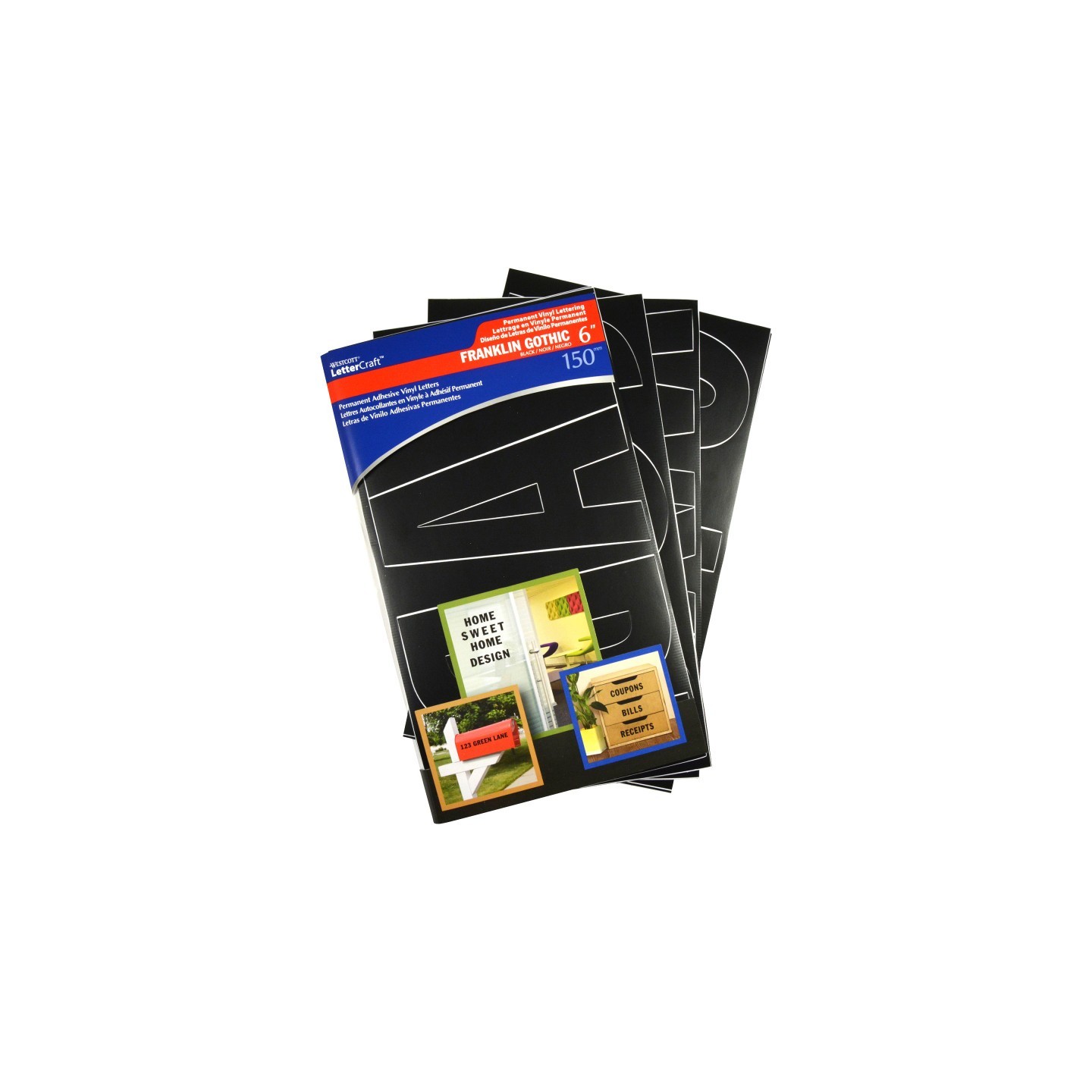 Westcott® LetterCraft Permanent Vinyl Lettering, Franklin Gothic, 6-Inch, Black