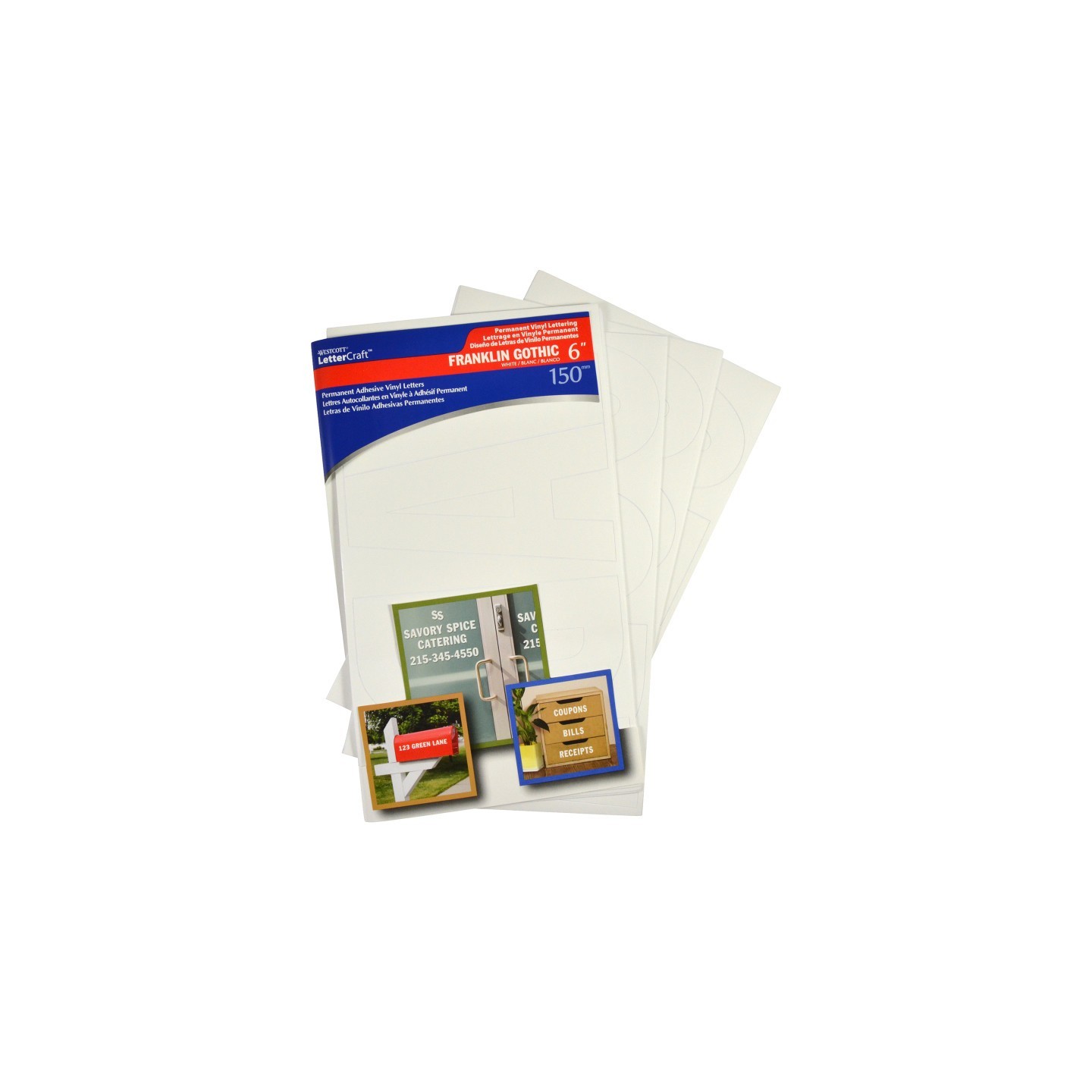 Westcott® LetterCraft Permanent Vinyl Lettering, Franklin Gothic, 6-Inch, White