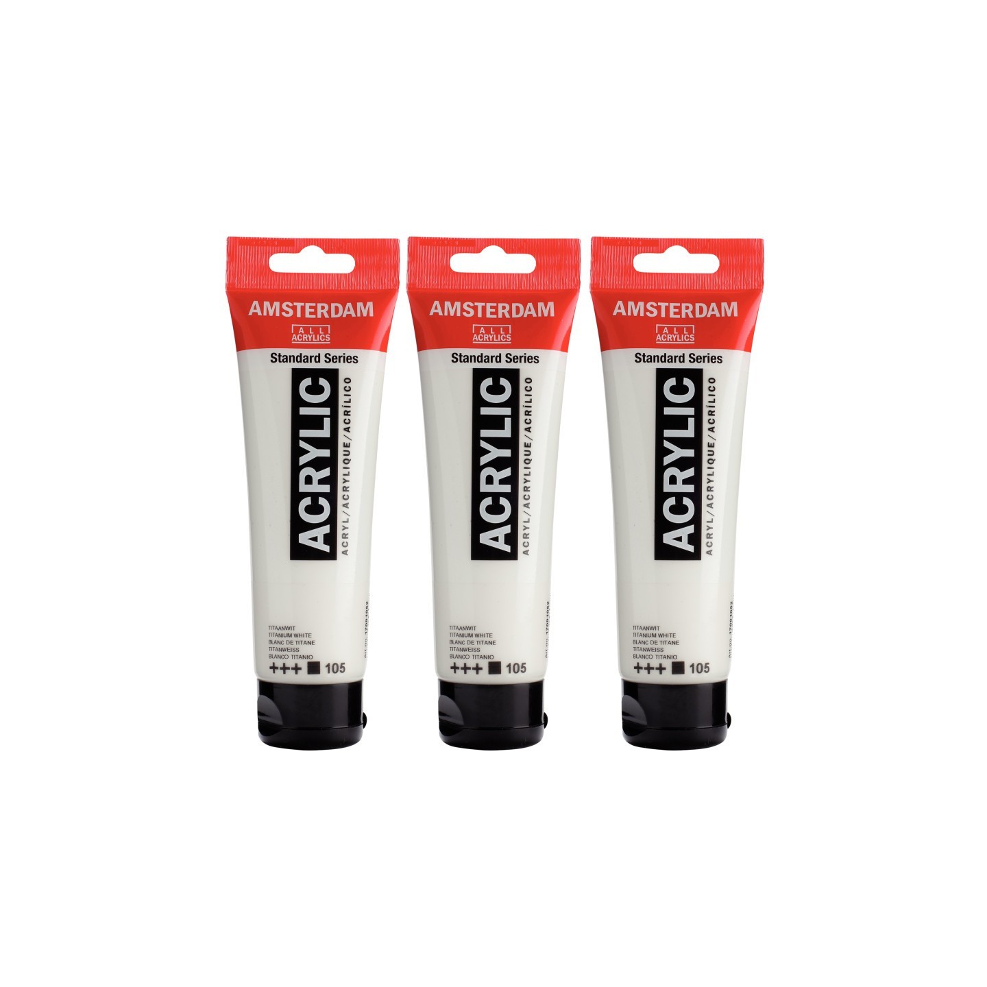 Amsterdam Standard Acrylic Paint, 120ml, Titanium White 105, Pack of 3