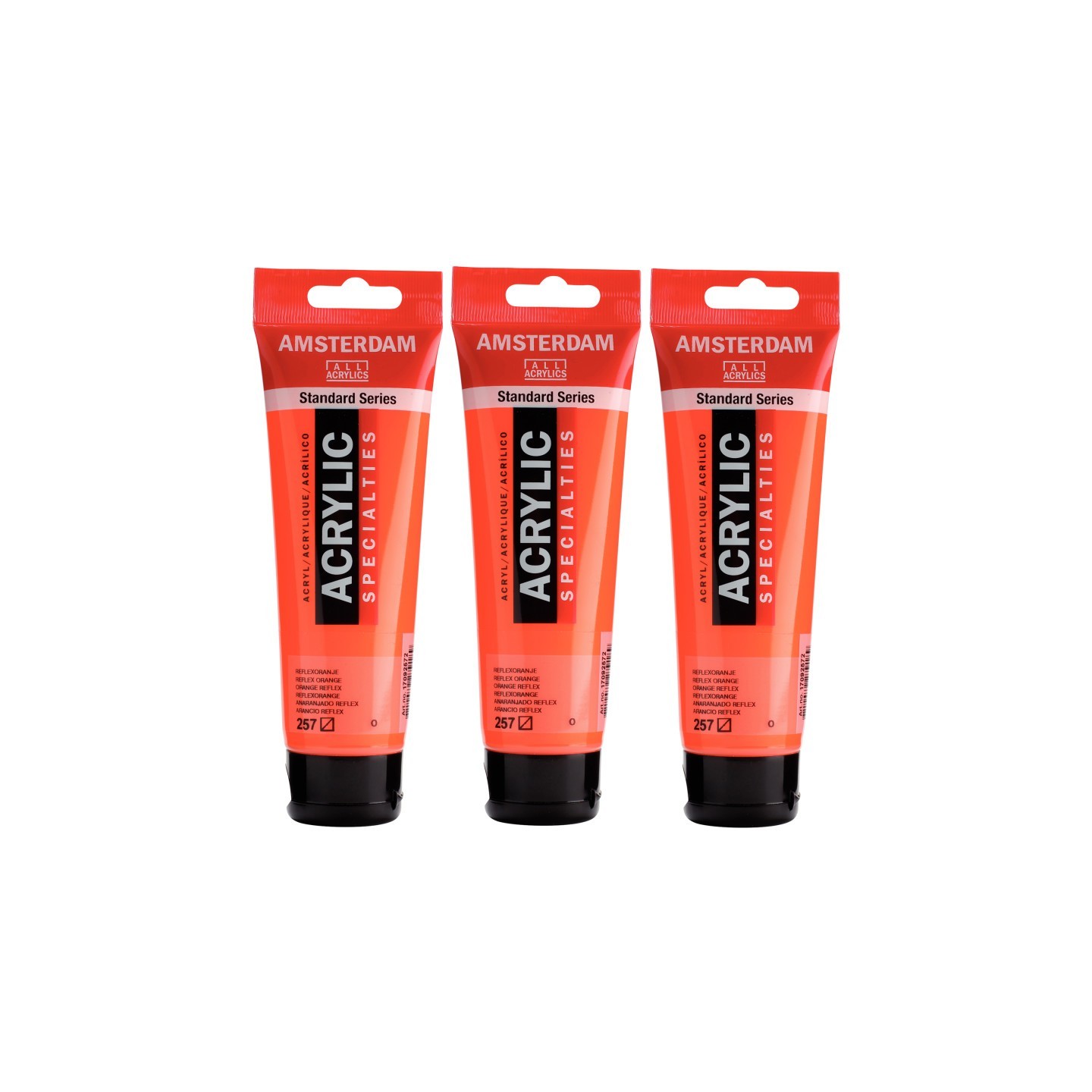 Amsterdam Standard Acrylic Paint, 120ml, Reflex Orange 257, Pack of 3