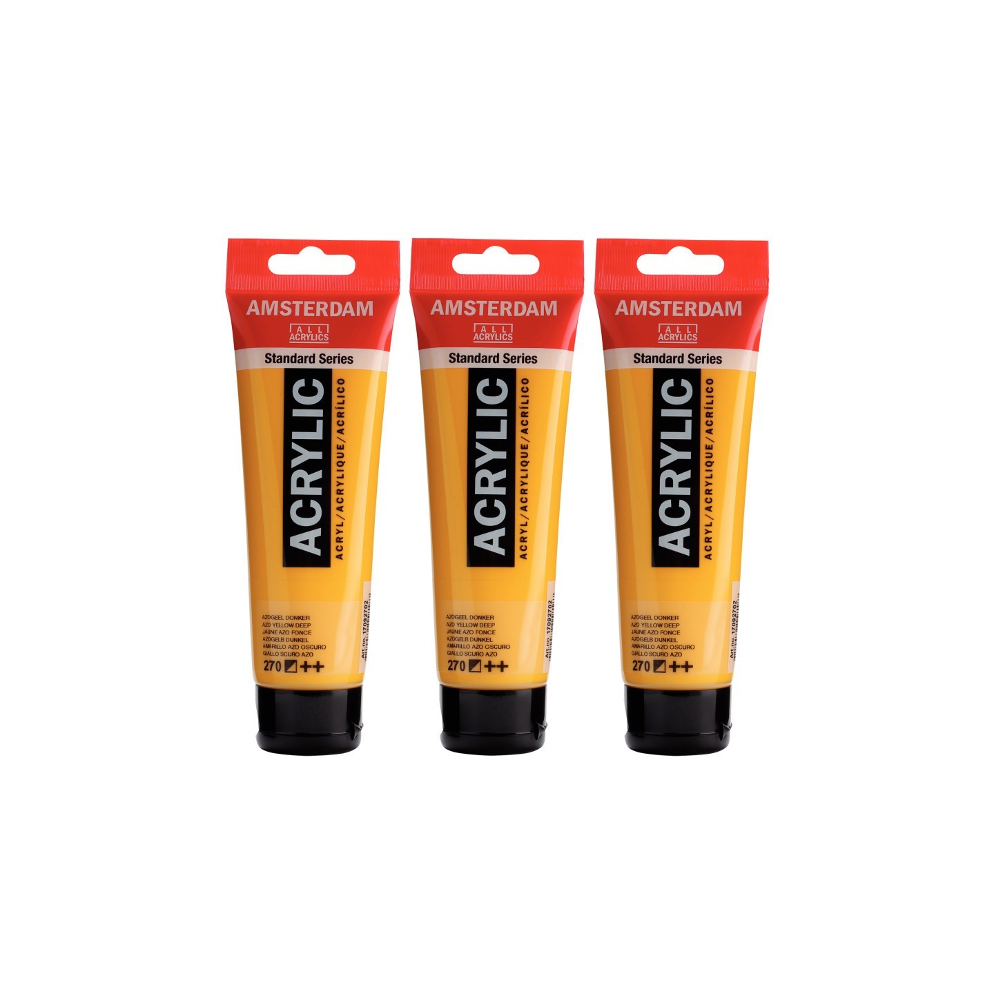 Amsterdam Standard Acrylic Paint, 120ml, Azo Yellow Deep 270, Pack of 3