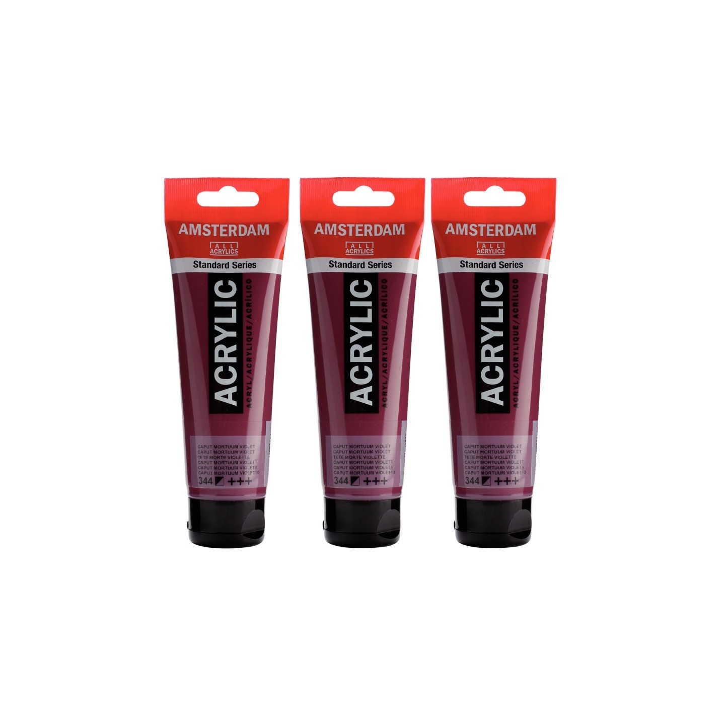 Amsterdam Standard Acrylic Paint, 120ml, Caput Mortuum Violet 344, Pack of 3