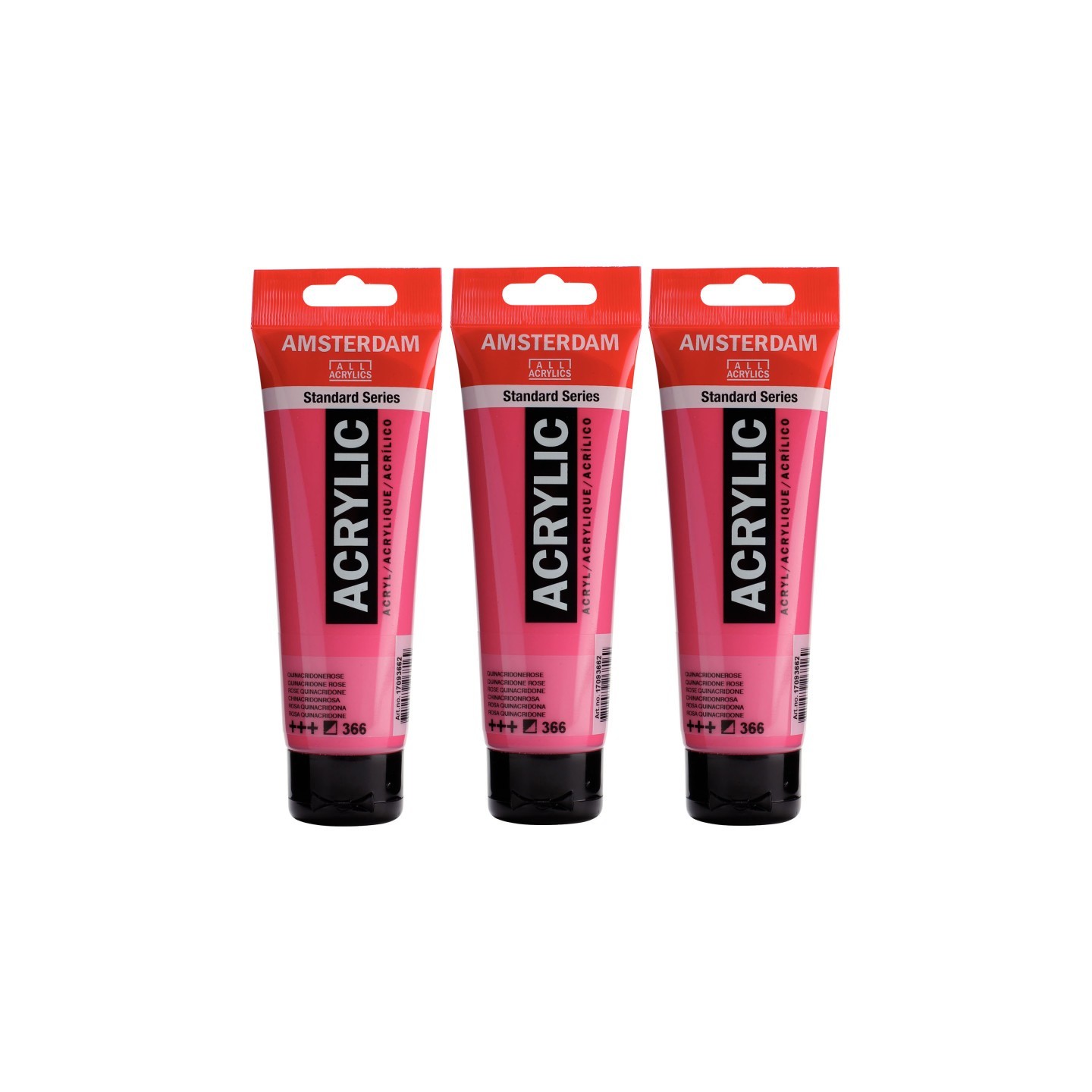 Amsterdam Standard Acrylic Paint, 120ml, Quinacridone Rose 366, Pack of 3