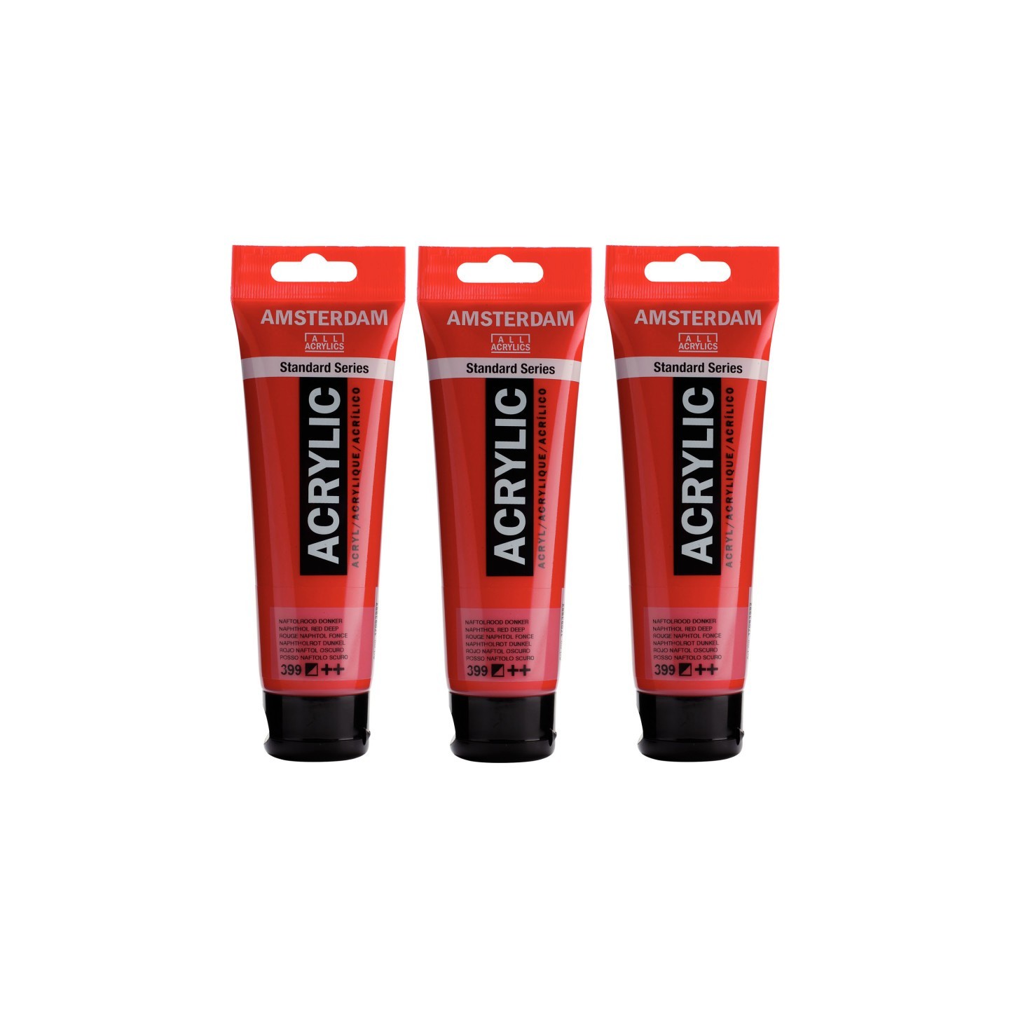 Amsterdam Standard Acrylic Paint, 120ml, Naphthol Red Deep 399, Pack of 3