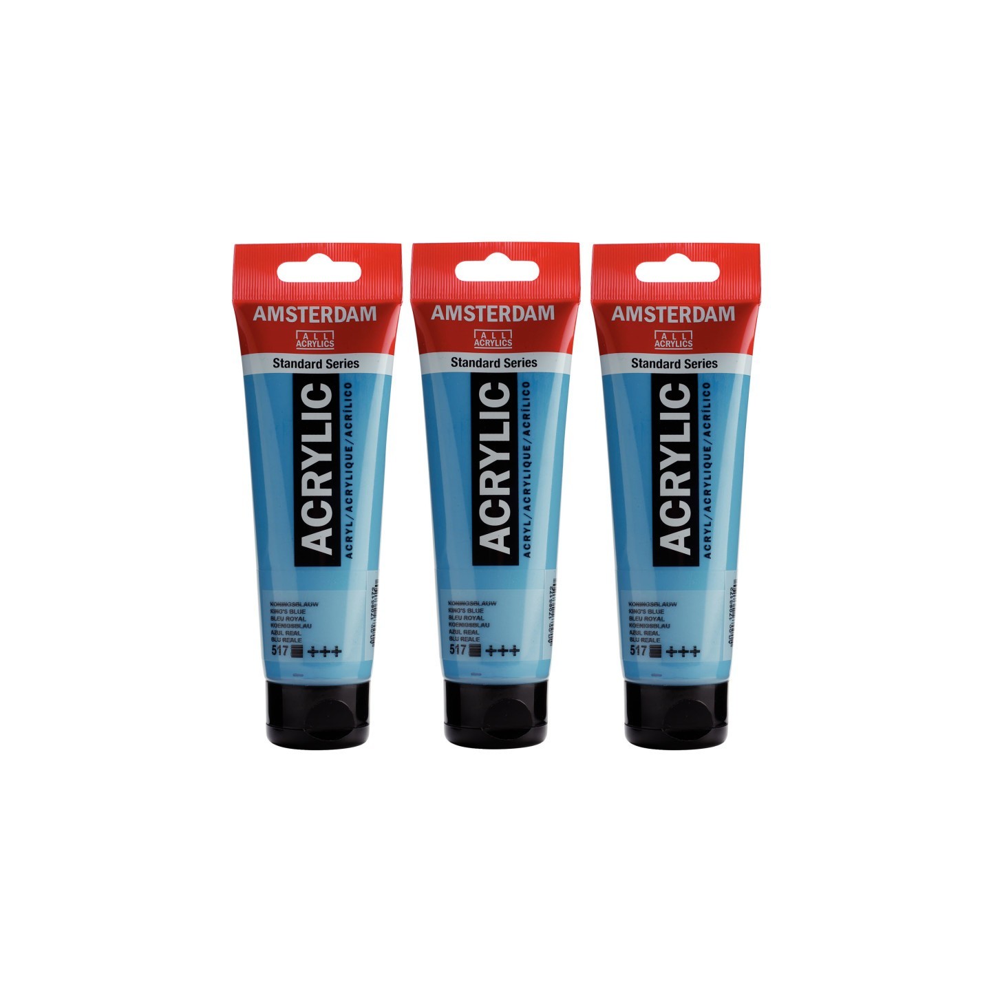 Amsterdam Standard Acrylic Paint, 120ml, King's Blue 517, Pack of 3
