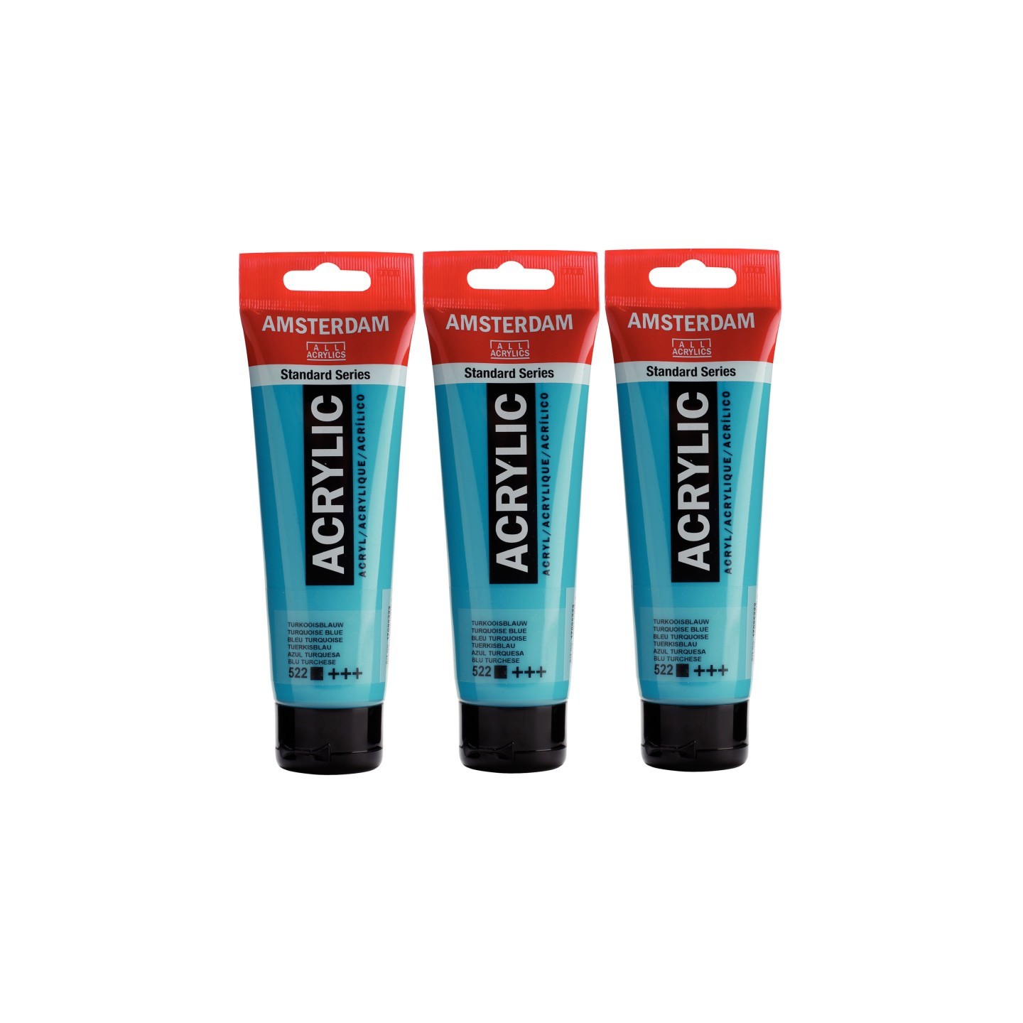 Amsterdam Standard Acrylic Paint, 120ml, Turquiose Blue 522, Pack of 3