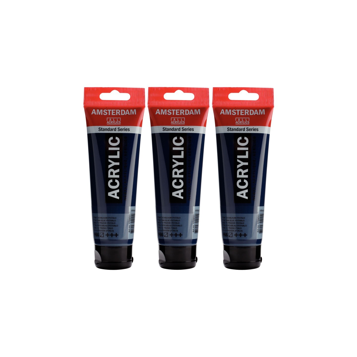 Amsterdam Standard Acrylic Paint, 120ml, Prussian Blue Phthalo 566, Pack of 3