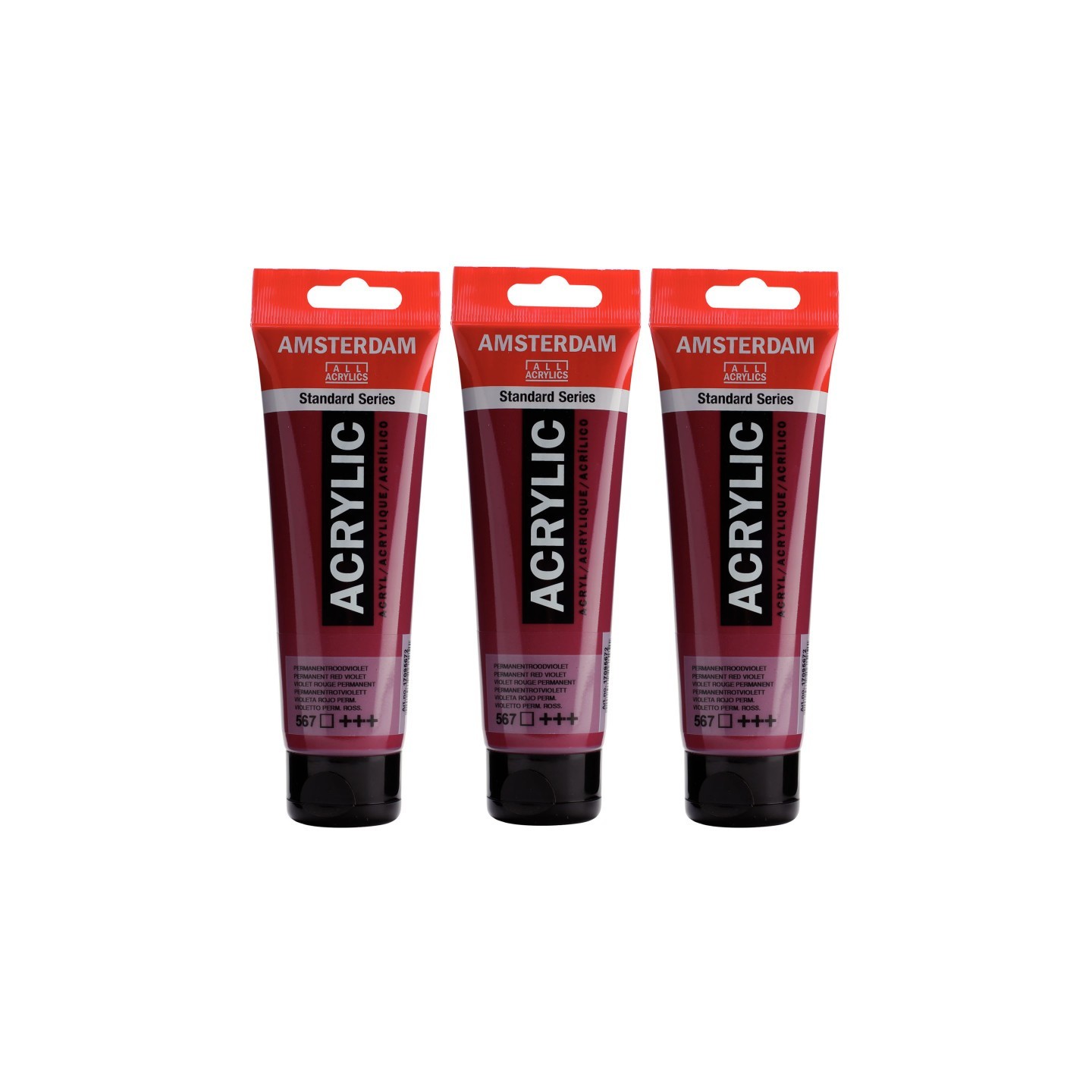 Amsterdam Standard Acrylic Paint, 120ml, Permanent Red Violet 567, Pack of 3