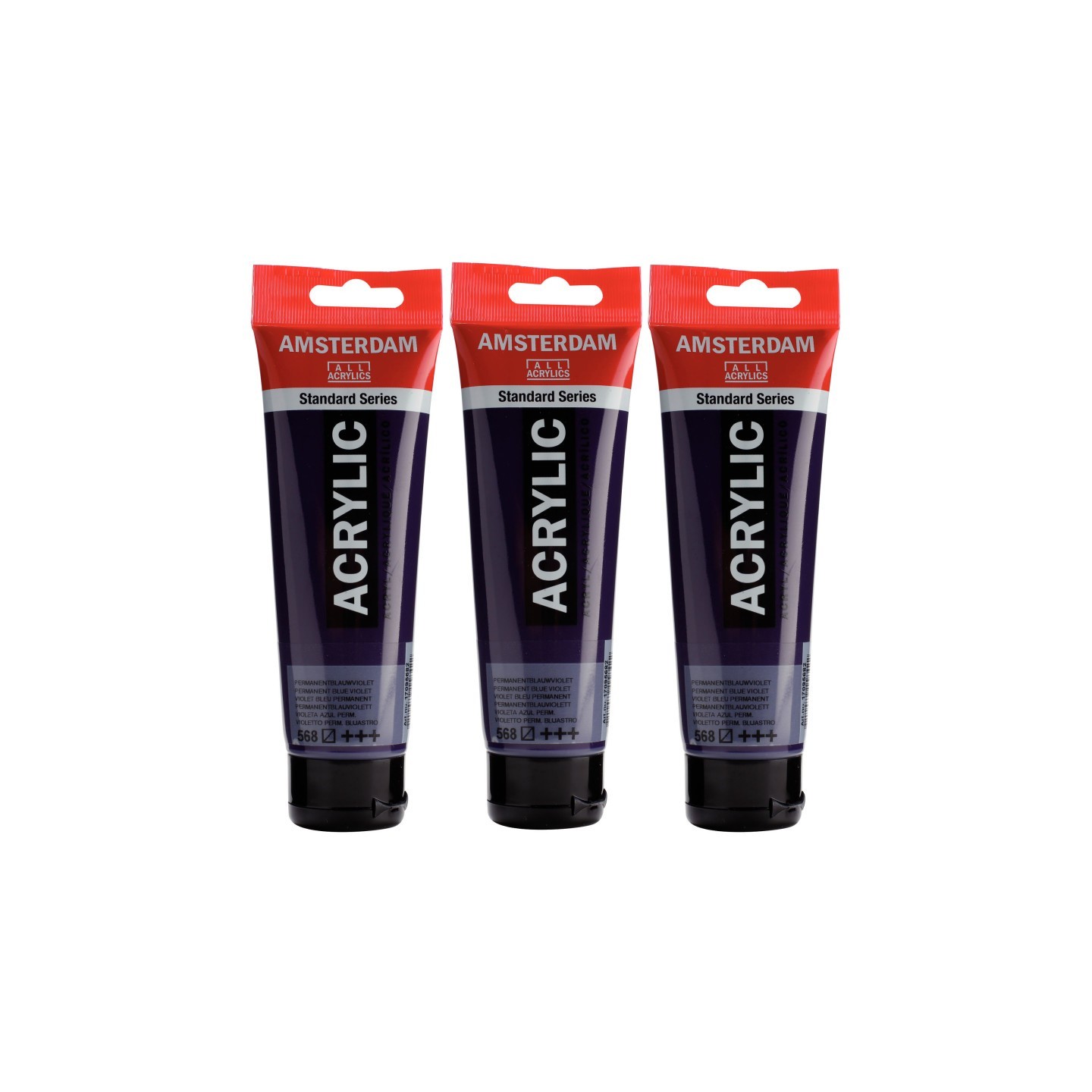 Amsterdam Standard Acrylic Paint, 120ml, Permanent Blue Violet 568, Pack of 3