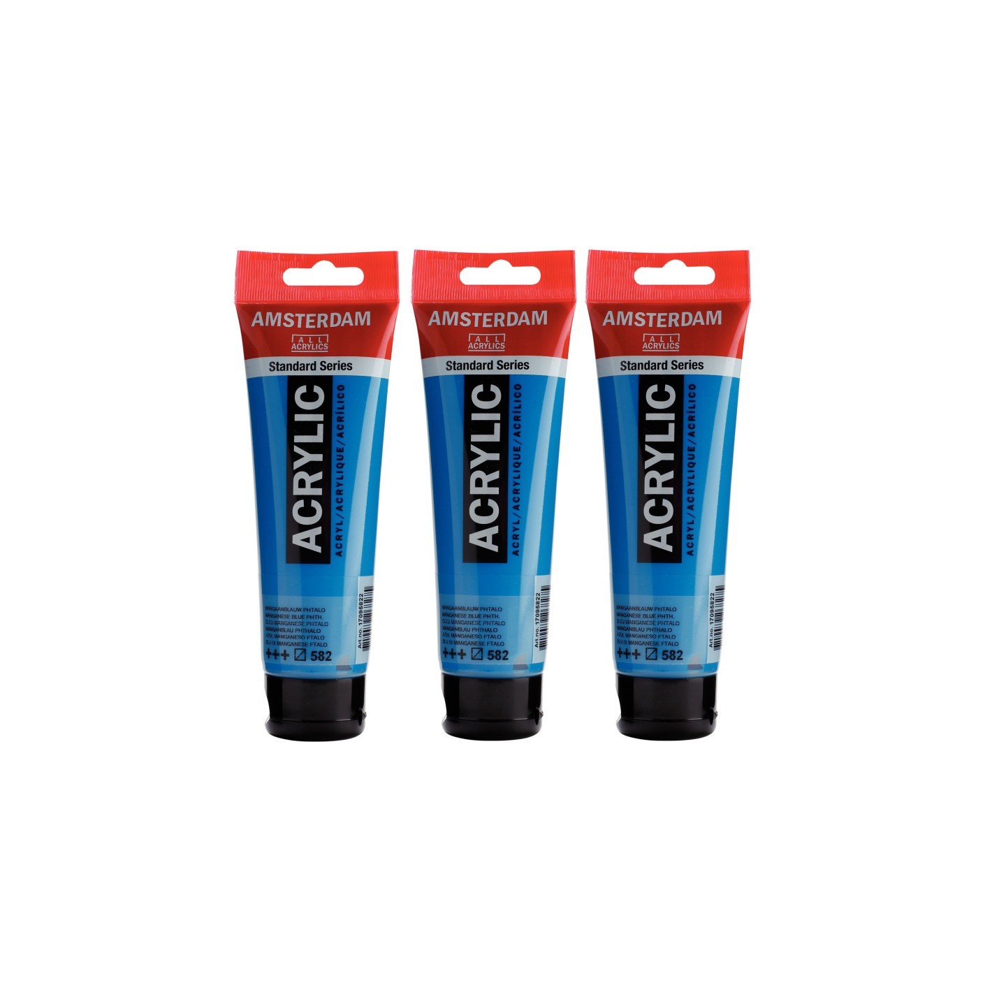 Amsterdam Standard Acrylic Paint, 120ml, Manganese Blue Phthalo 582, Pack of 3