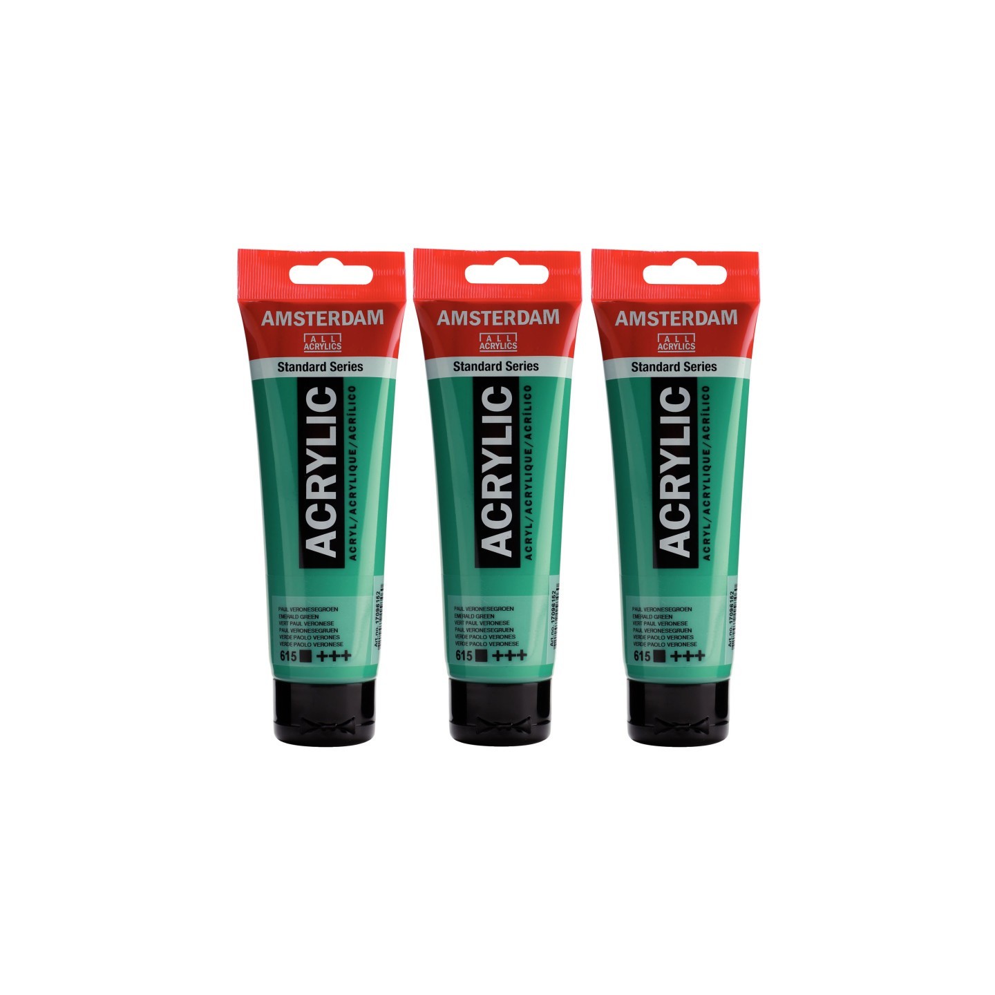 Amsterdam Standard Acrylic Paint, 120ml, Emerald Green 615, Pack of 3