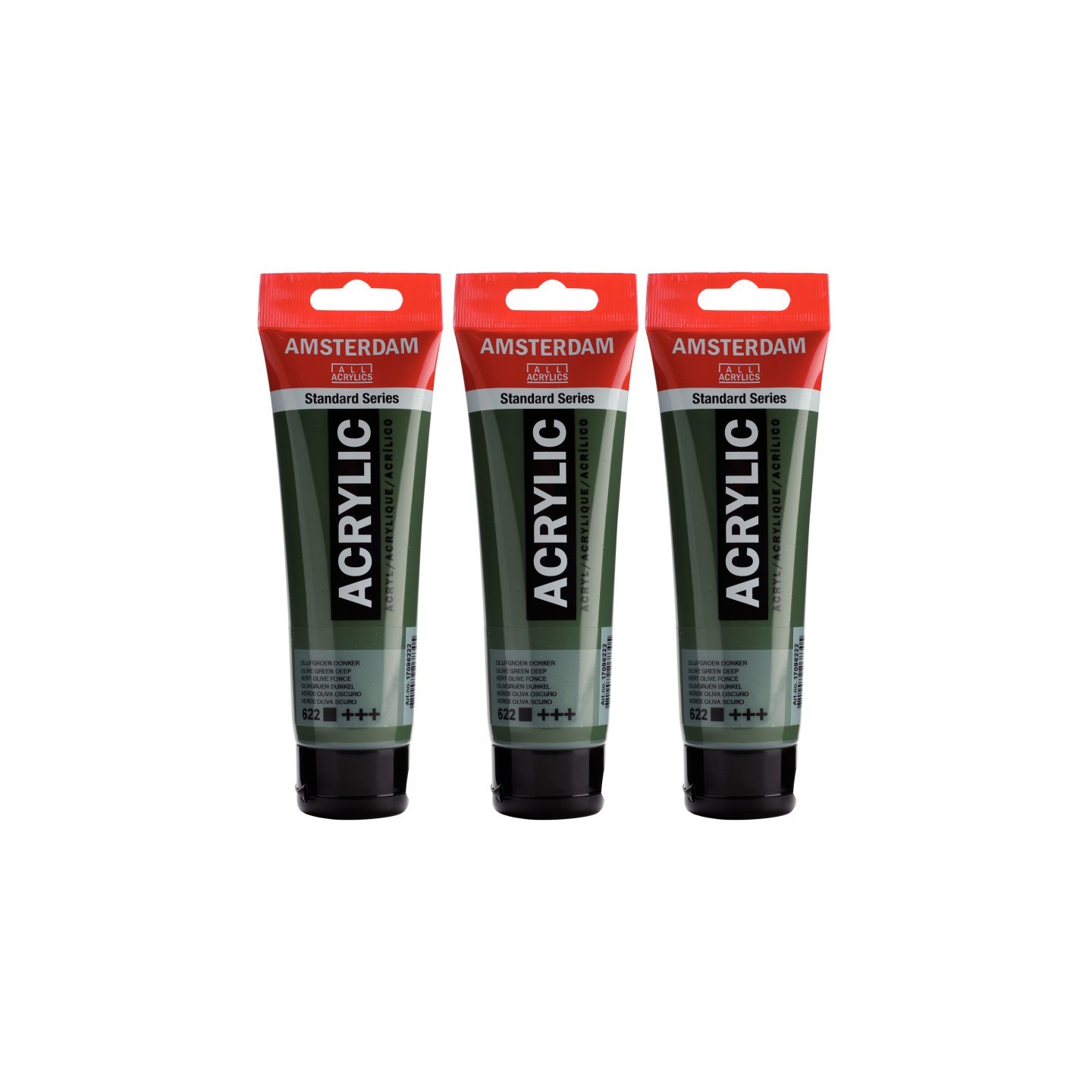 Amsterdam Standard Acrylic Paint, 120ml, Olive Green Deep 622, Pack of 3