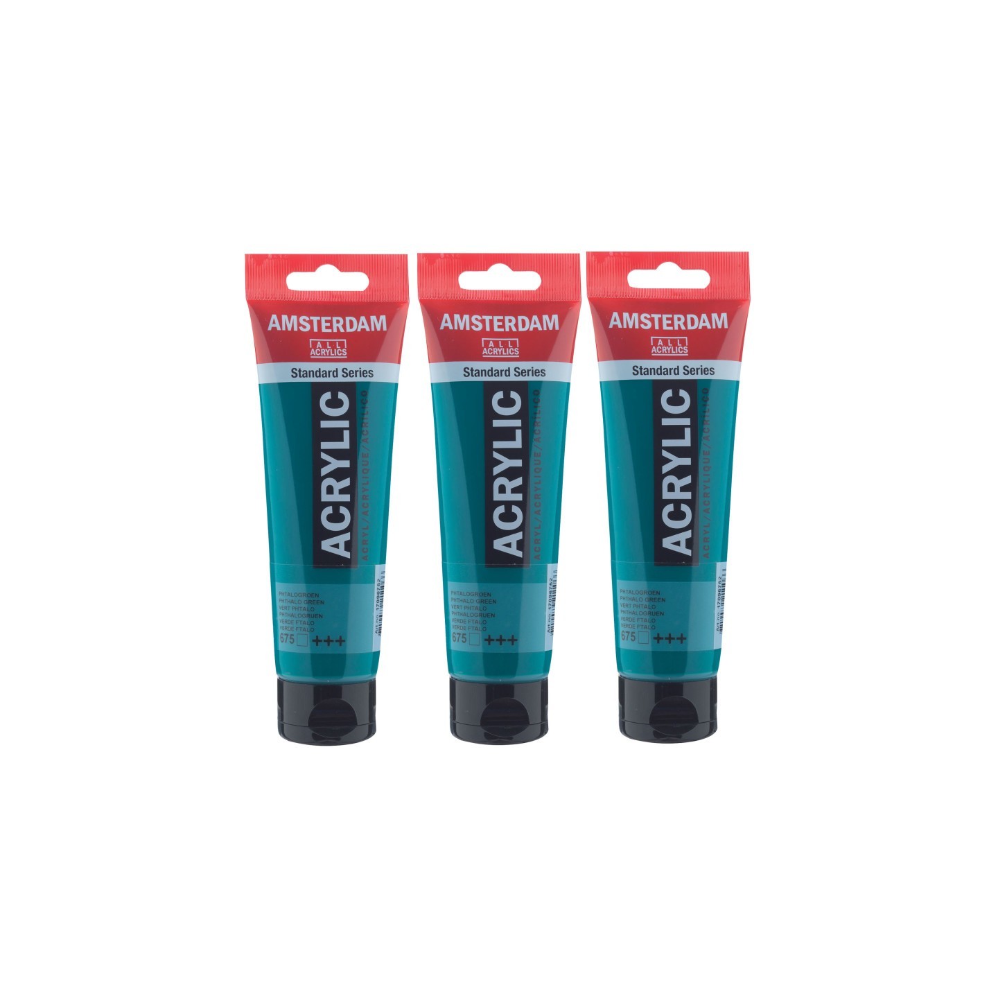 Amsterdam Standard Acrylic Paint, 120ml, Phthalo Green 675, Pack of 3