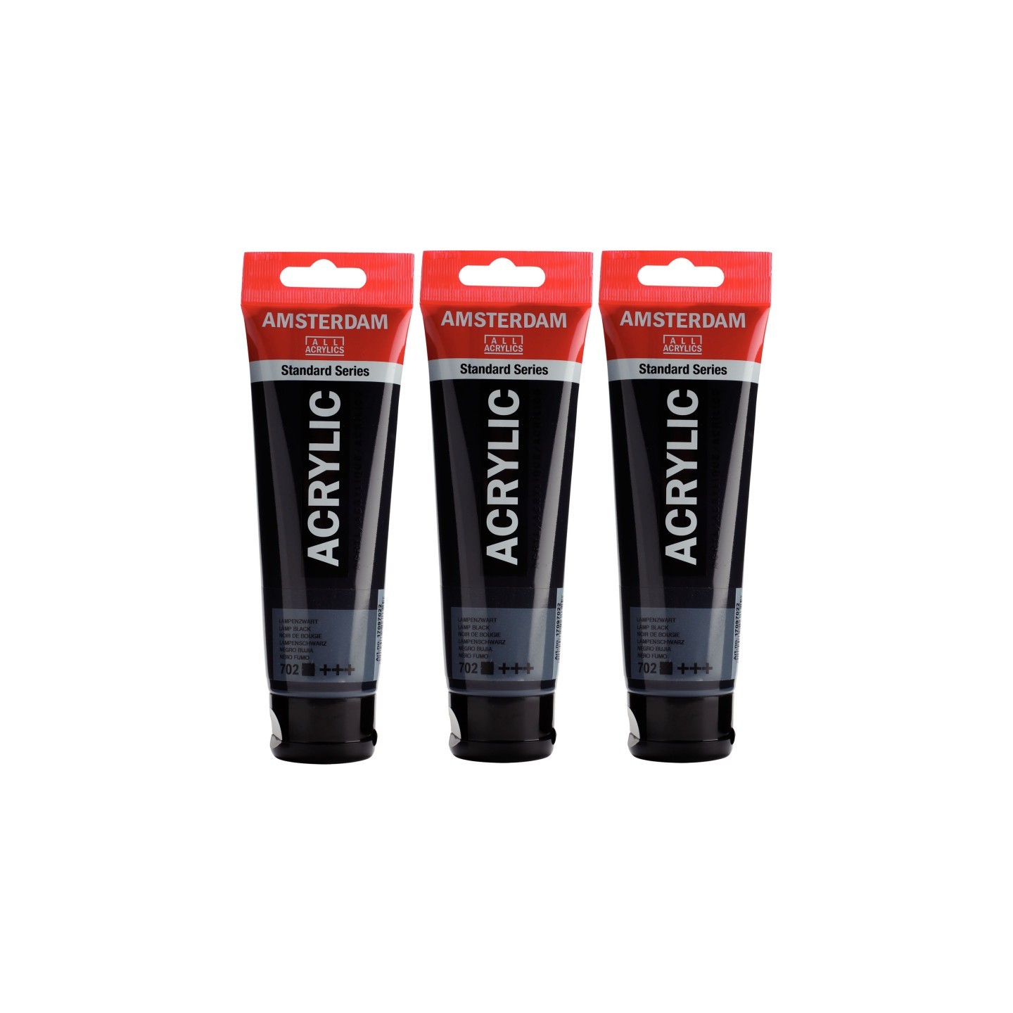 Amsterdam Standard Acrylic Paint, 120ml, Lamp Black 702, Pack of 3