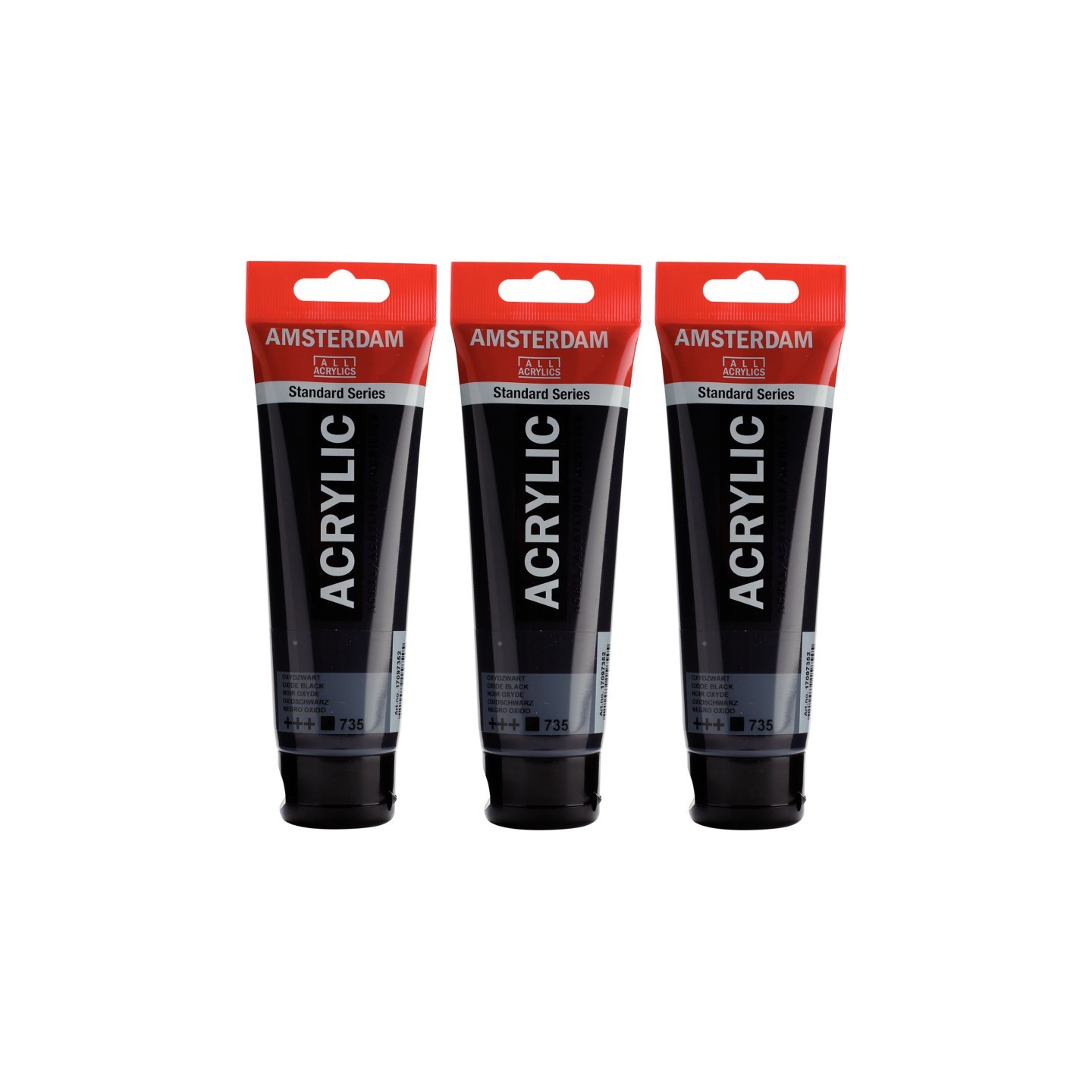Amsterdam Standard Acrylic Paint, 120ml, Oxyde Black 735, Pack of 3
