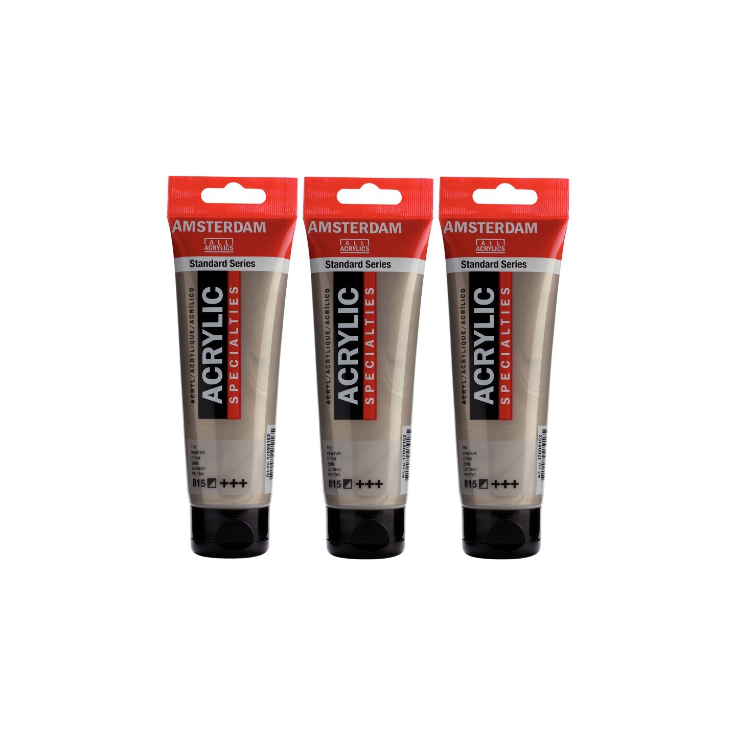 Amsterdam Standard Acrylic Paint, 120ml, Pewter 815, Pack of 3